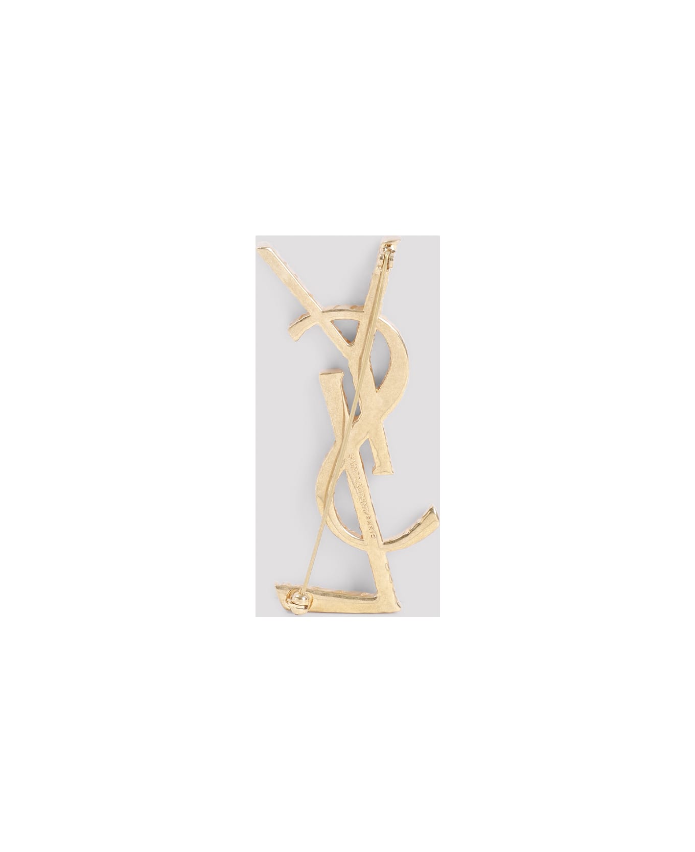 Saint Laurent Opyum Ysl Twisted Brooch - Or Laiton