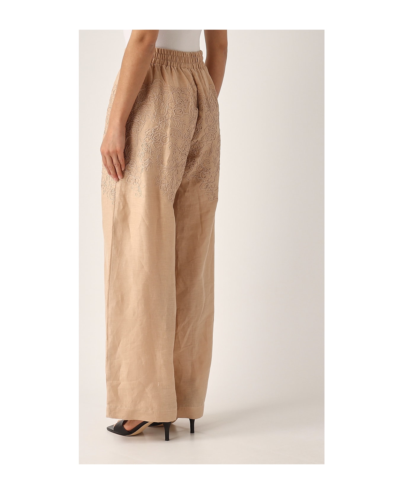 Ermanno Scervino Pantalone Lino Ricamo Trousers - ORO ROSA