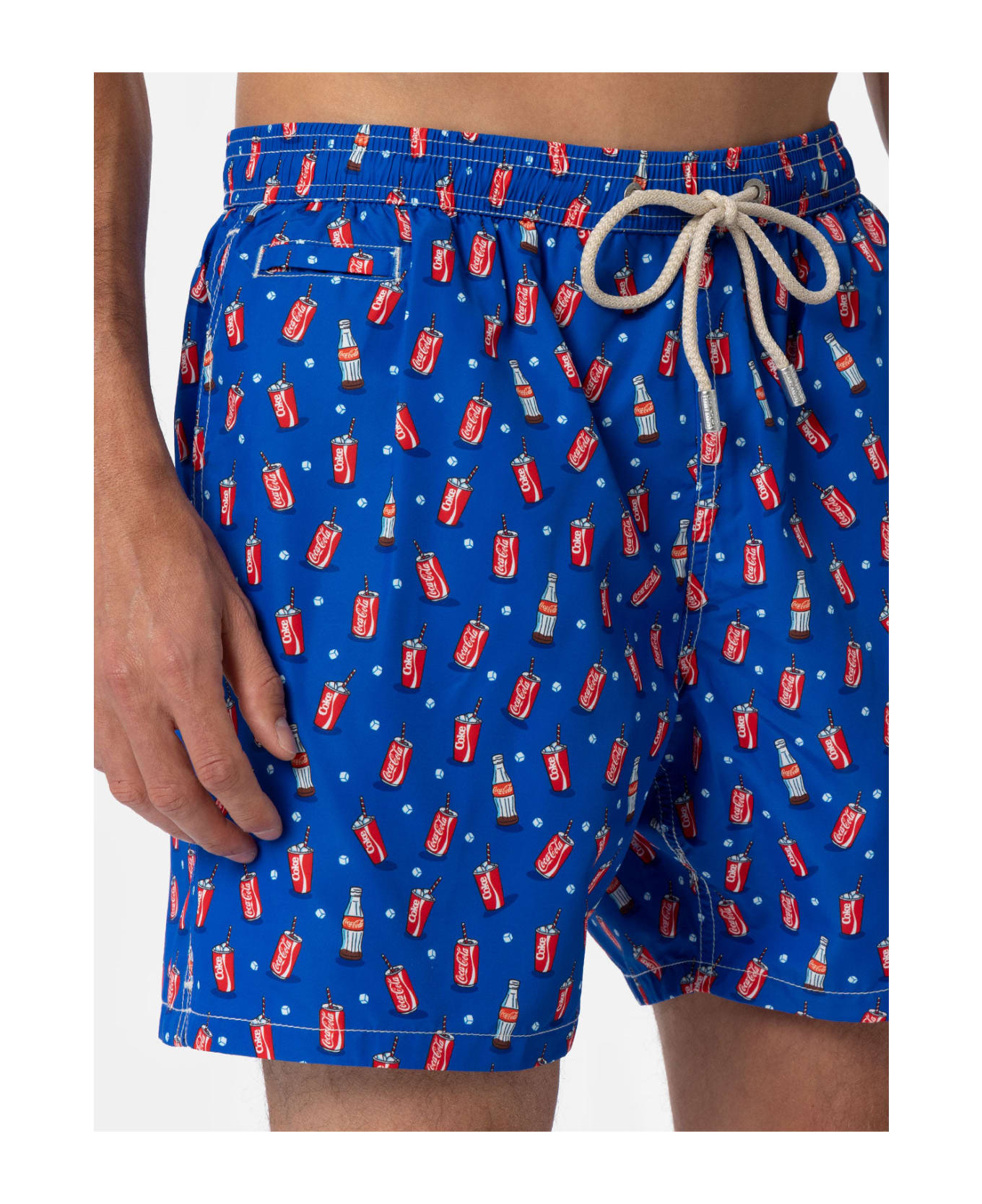 MC2 Saint Barth Man Lightweight Fabric Swim-shorts Lighting Micro Fantasy With Coca Cola Print | The Coca Cola Company Special Edition - BLUE