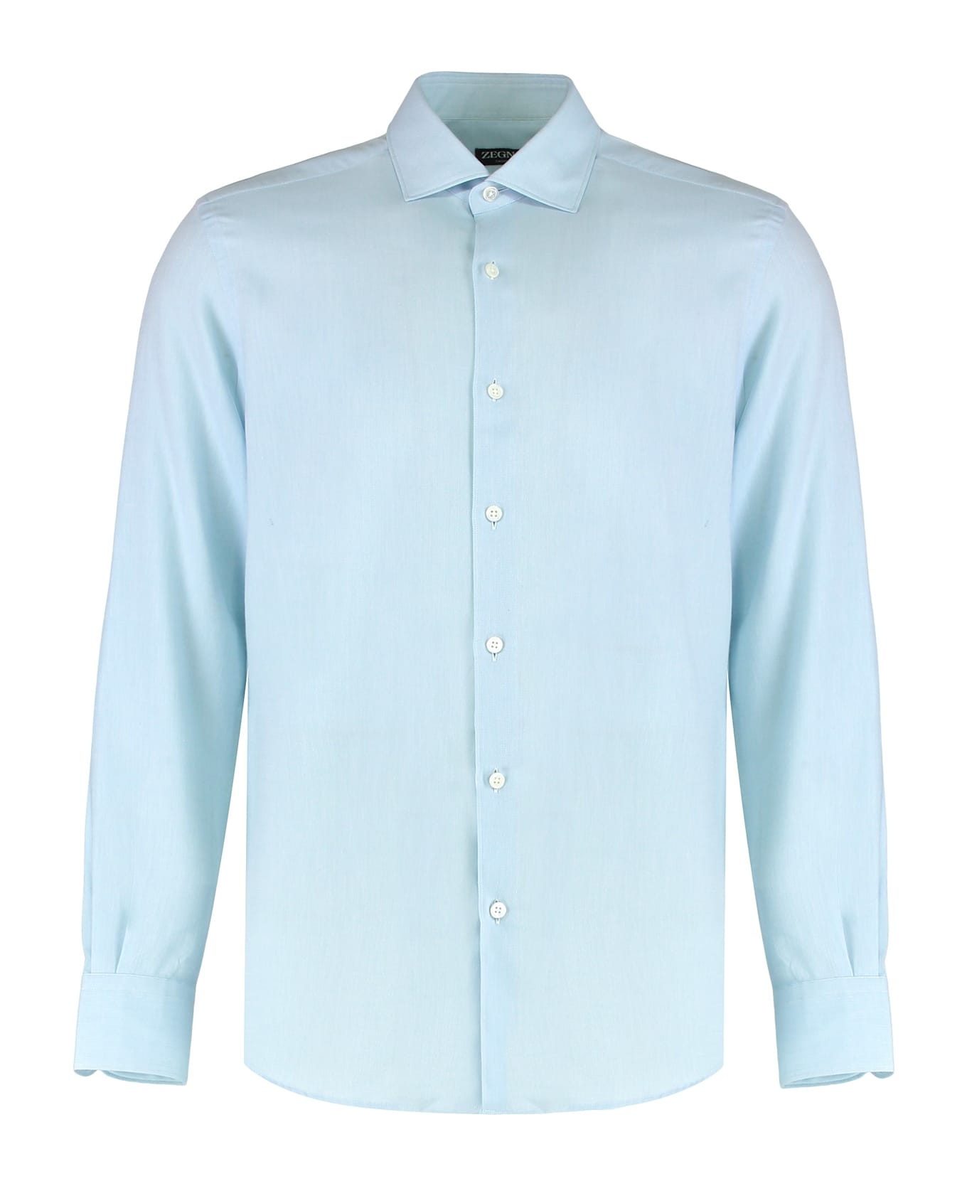 Zegna Shirt In Cashco Mélange - Light Blue