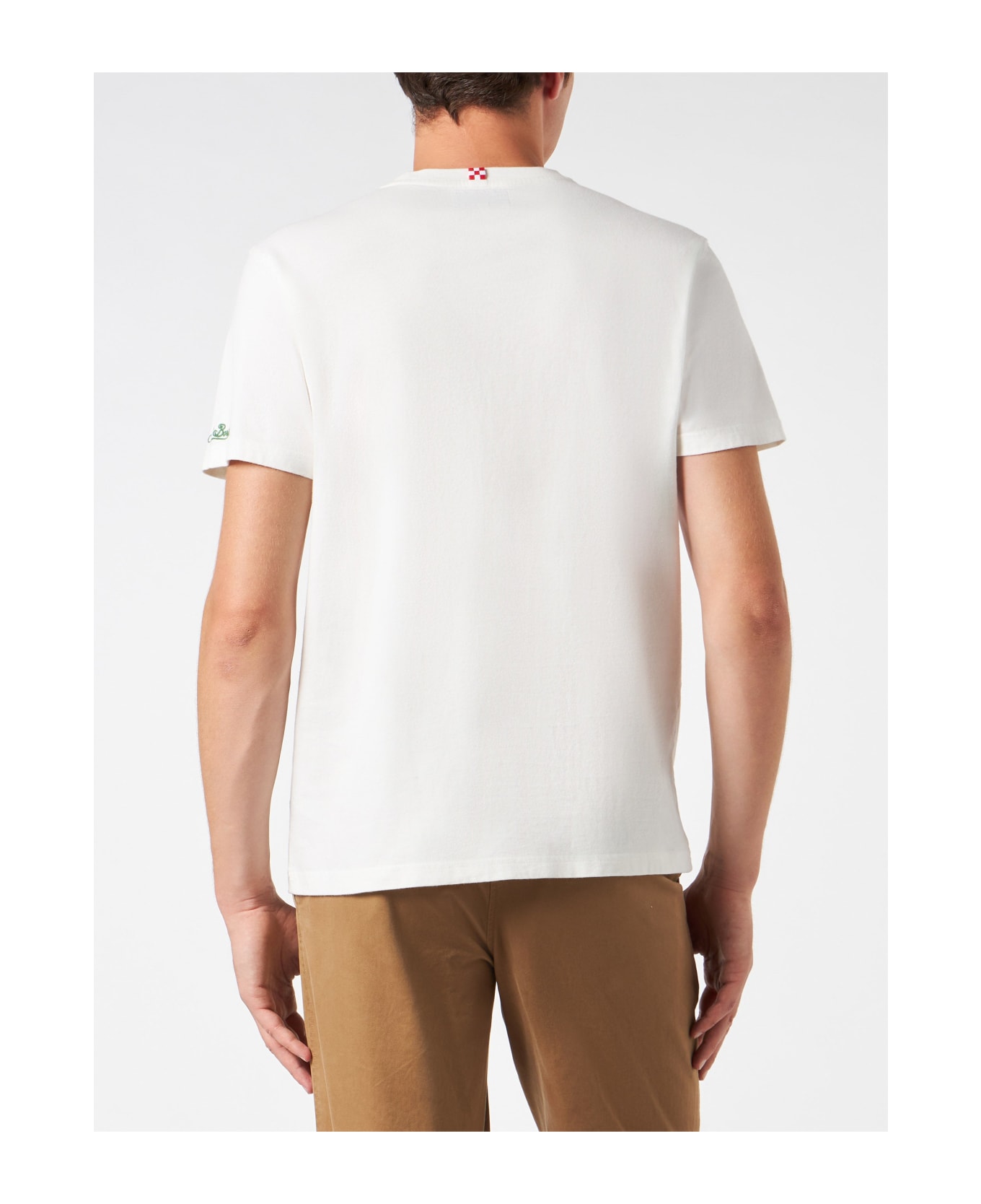 MC2 Saint Barth Man Heavy Cotton T-shirt With Spritz In Cortina Print - WHITE