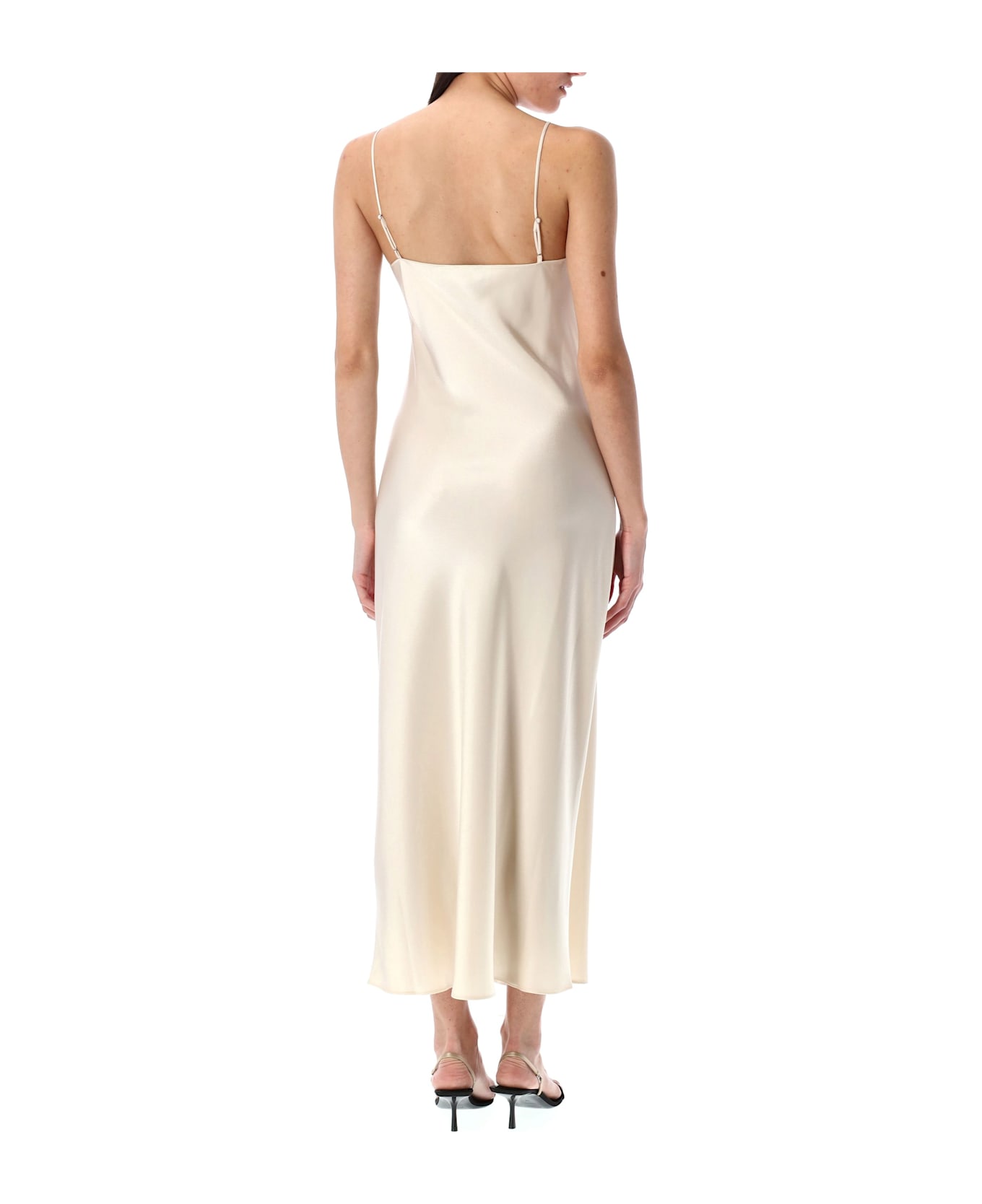 Polo Ralph Lauren Satin Midi Slip Dress - CHAMPAGNE