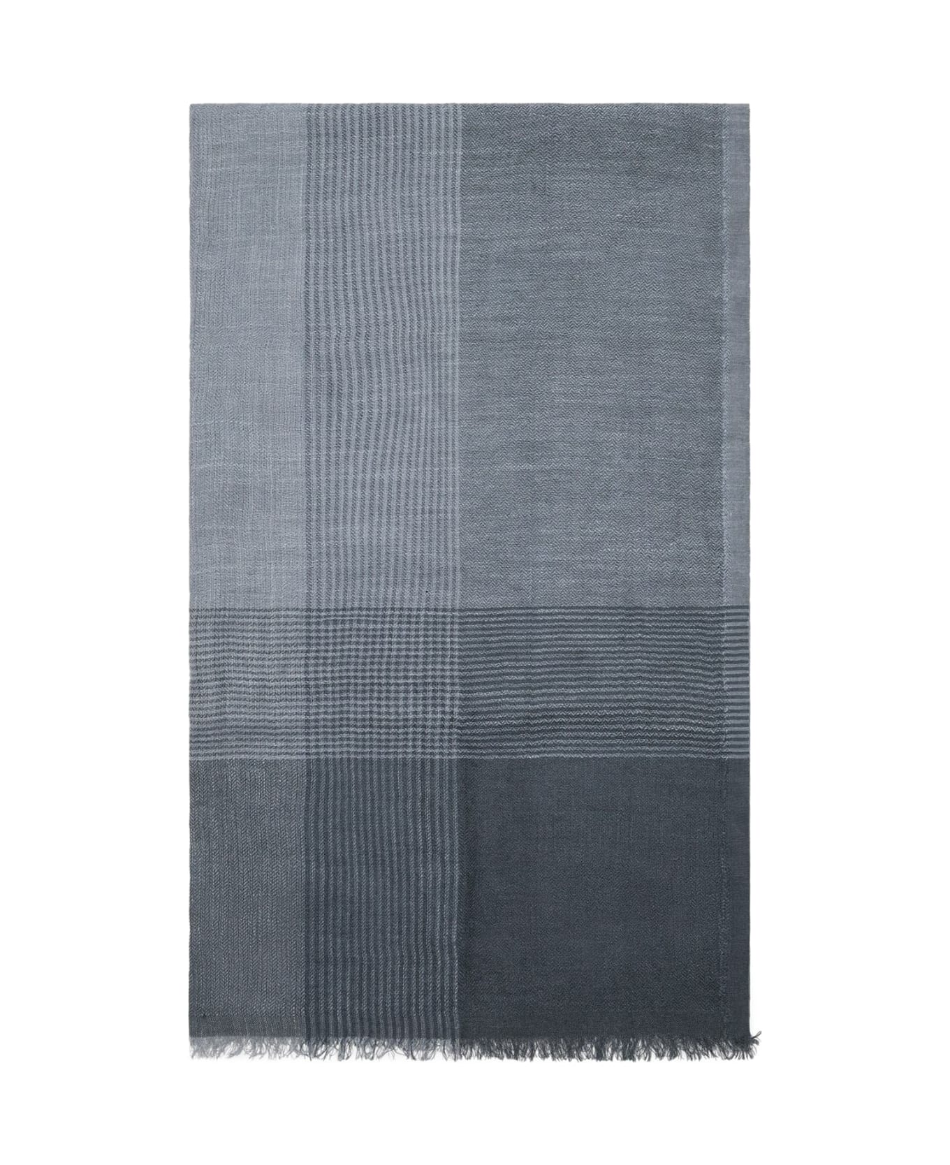 Brunello Cucinelli Silk And Linen Scarf - Grey スカーフ