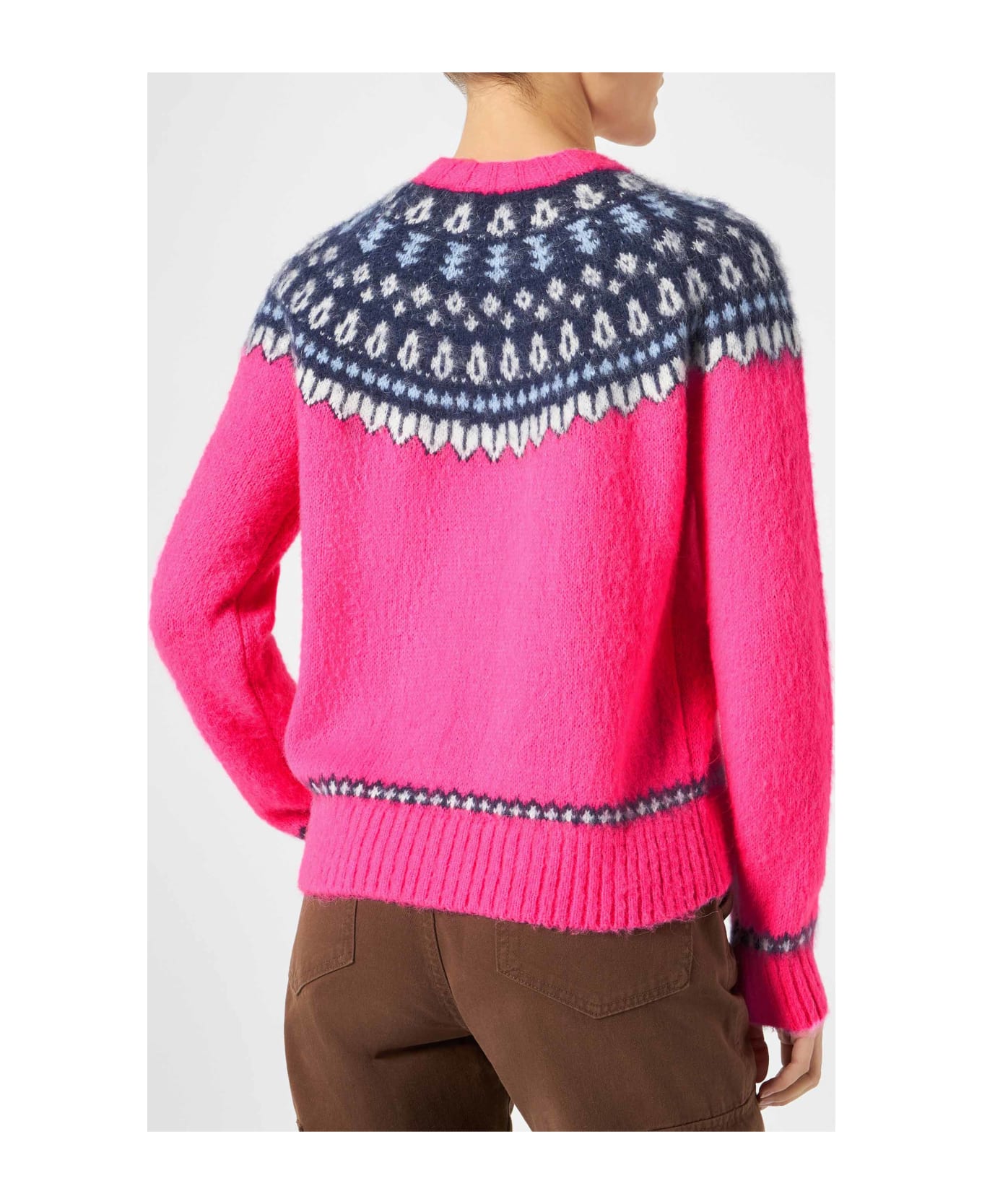 MC2 Saint Barth Woman Fluo Pink Crewneck Nordic Jacquard Sweater - PINK ニットウェア
