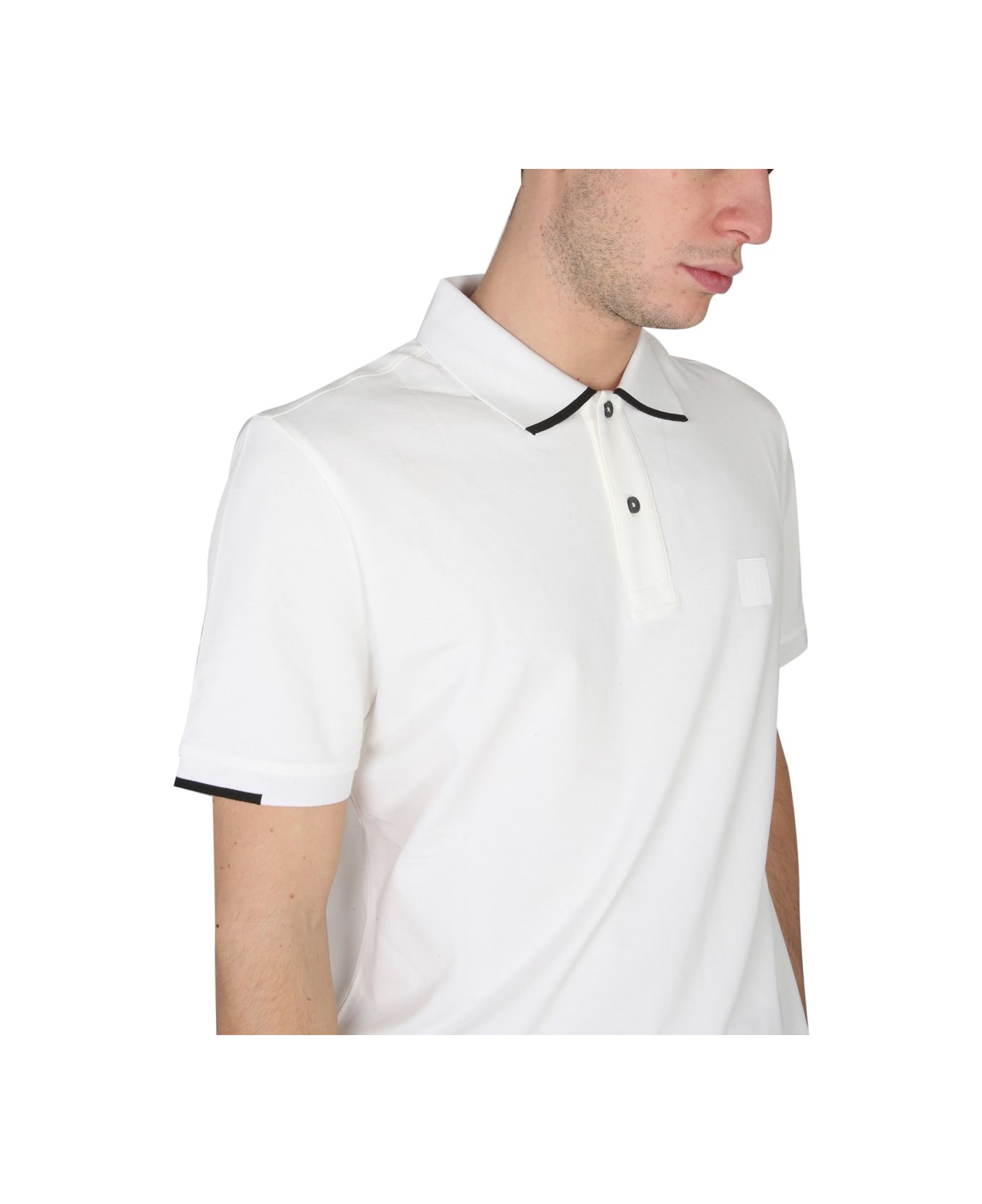C.P. Company Polo With Logo Patch - WHITE