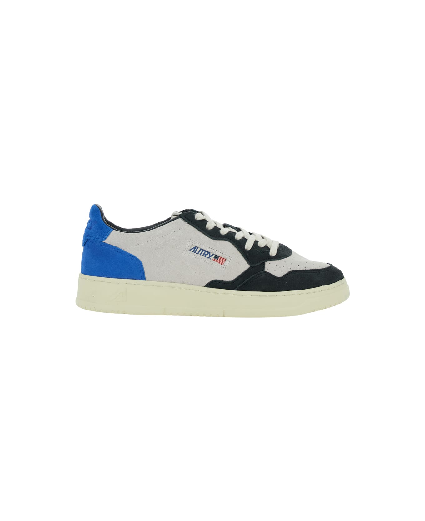 Autry 'medalist Low' Blue Sneakers With Contrasting Heel And Inserts In Suede Man - Blu
