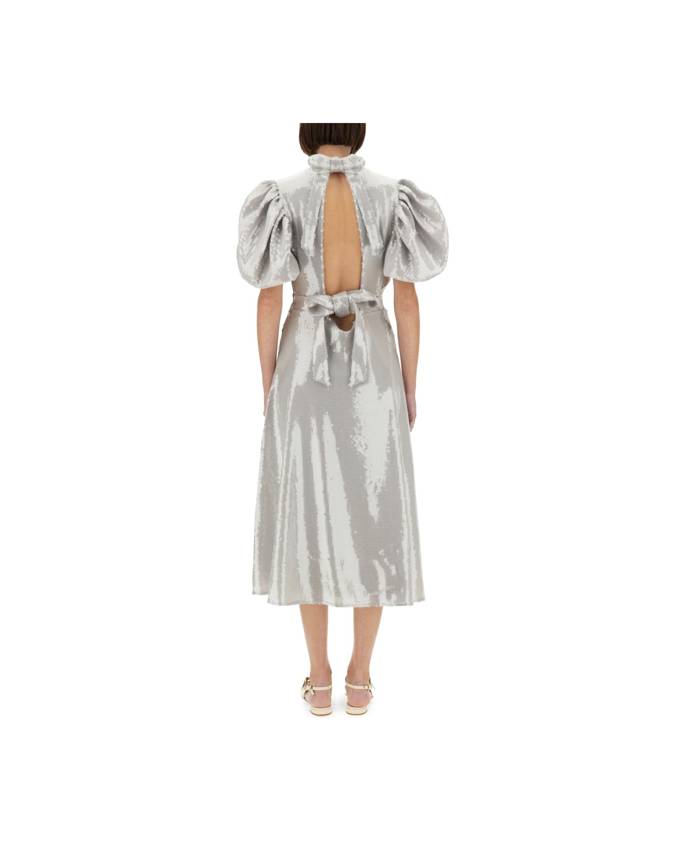 Rotate by Birger Christensen Sequined Puff Midi Dress - GREY