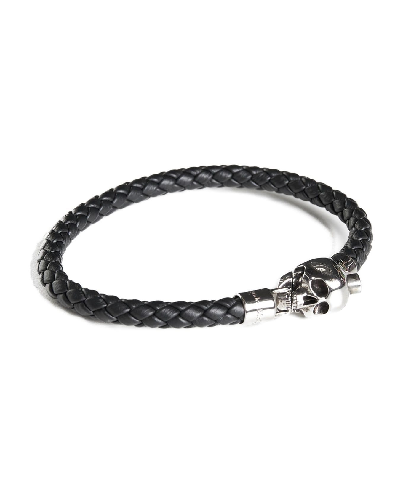 Alexander McQueen Braided Leather Bracelet - Black