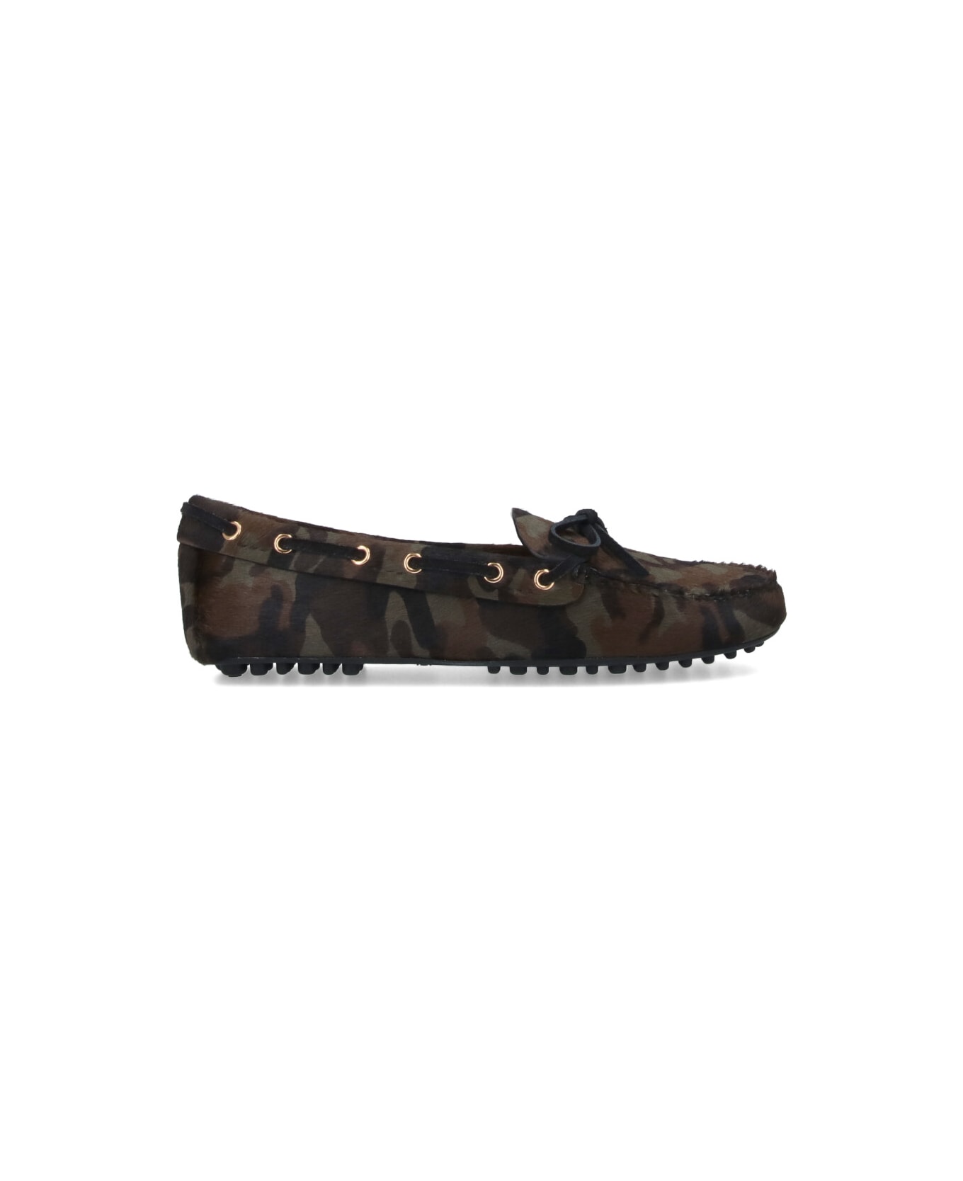 Car Shoe Pony Hair Loafers - Green