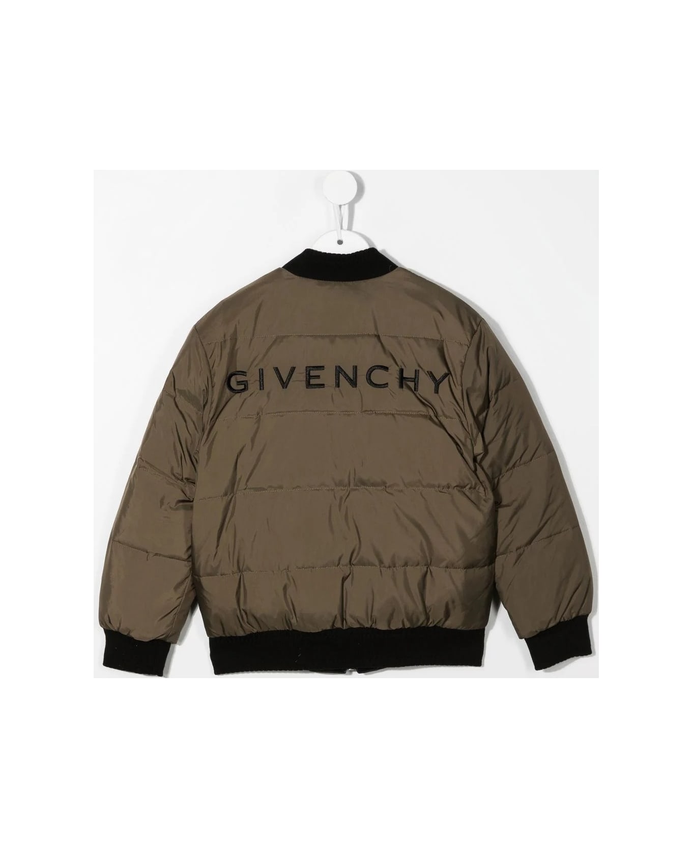 Givenchy Black And Khaki Reversible Down Jacket With Logo - Nero/kaki