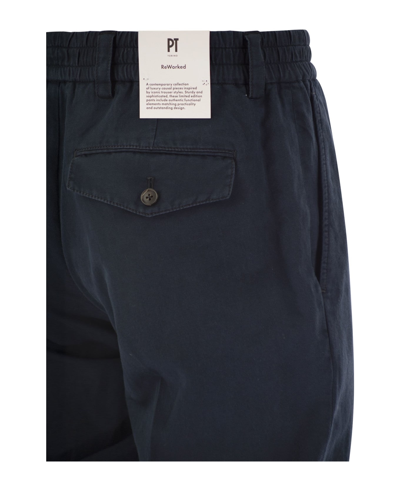 PT Torino Rebel - Cotton And Linen Trousers - Blue