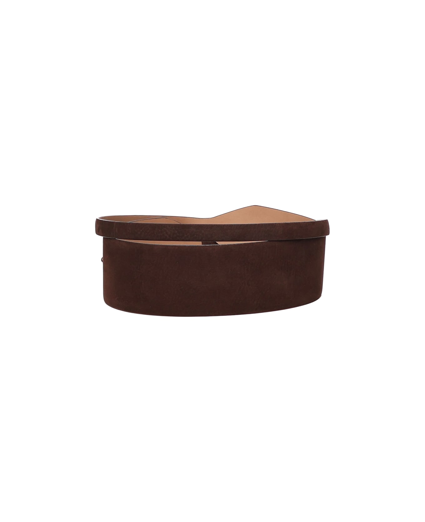 Alaia Wide Double Suede Belt - BRUN FONCE