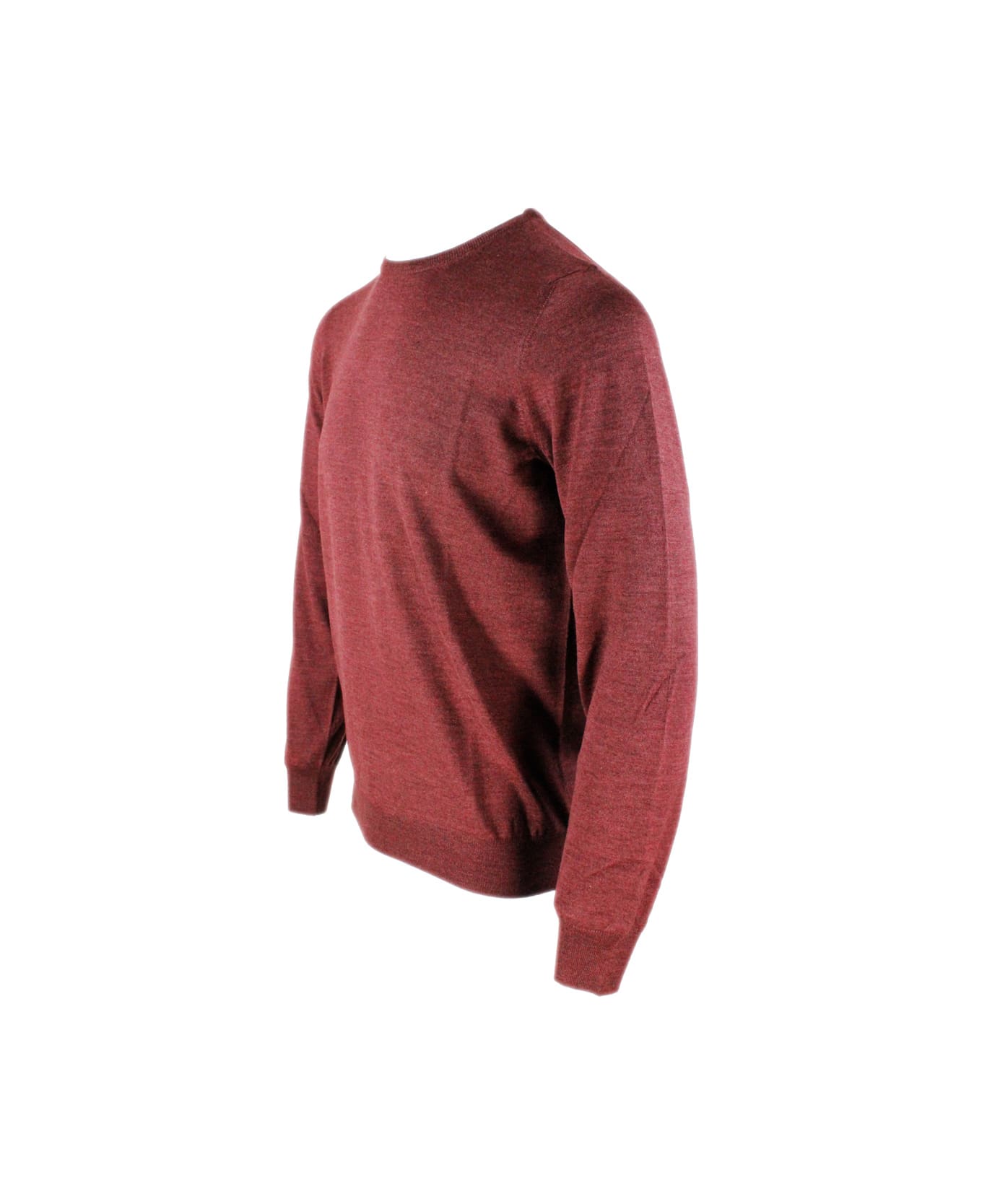 Barba Napoli Light Long-sleeved Crewneck Sweater In Wool And Silk - Rust ニットウェア