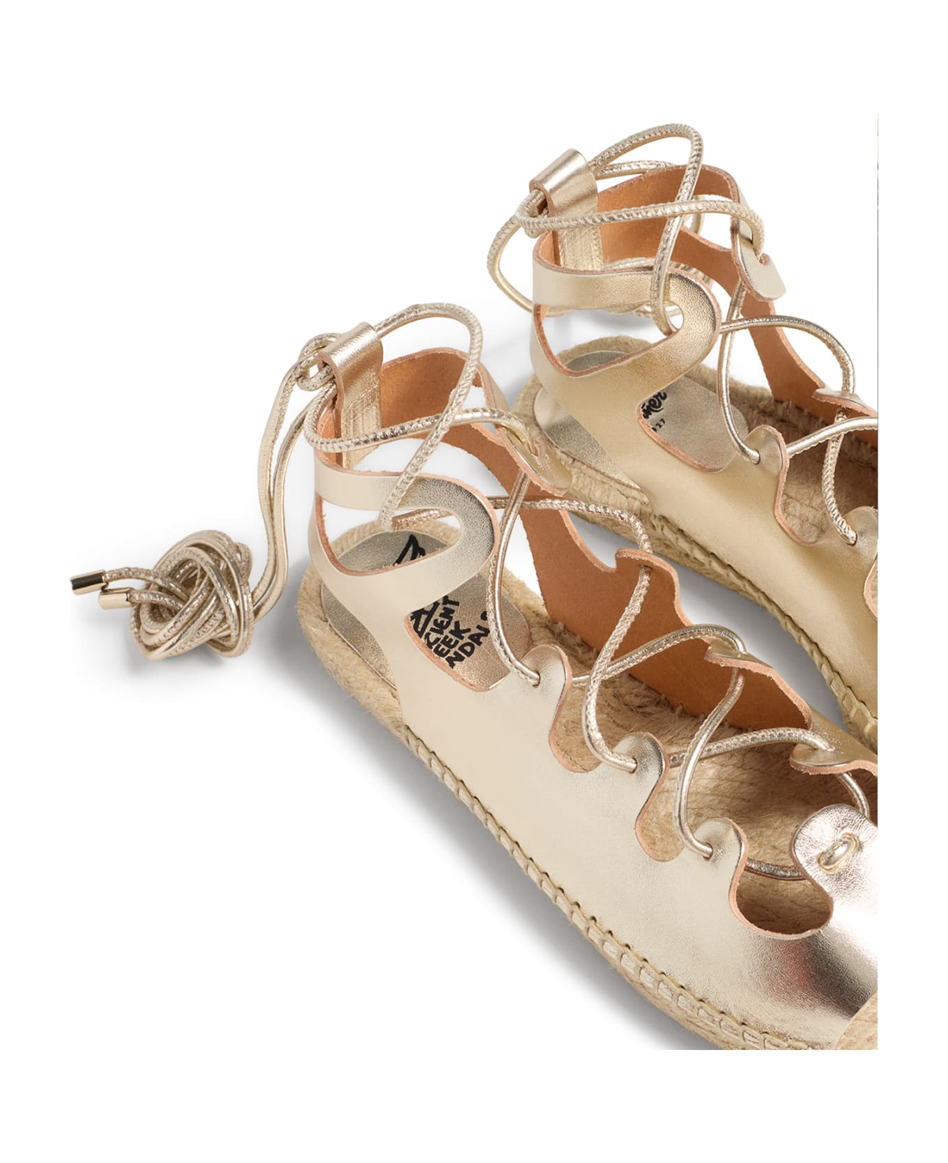 Castañer Laminated Leather Sandals With Laces - PLATINO サンダル