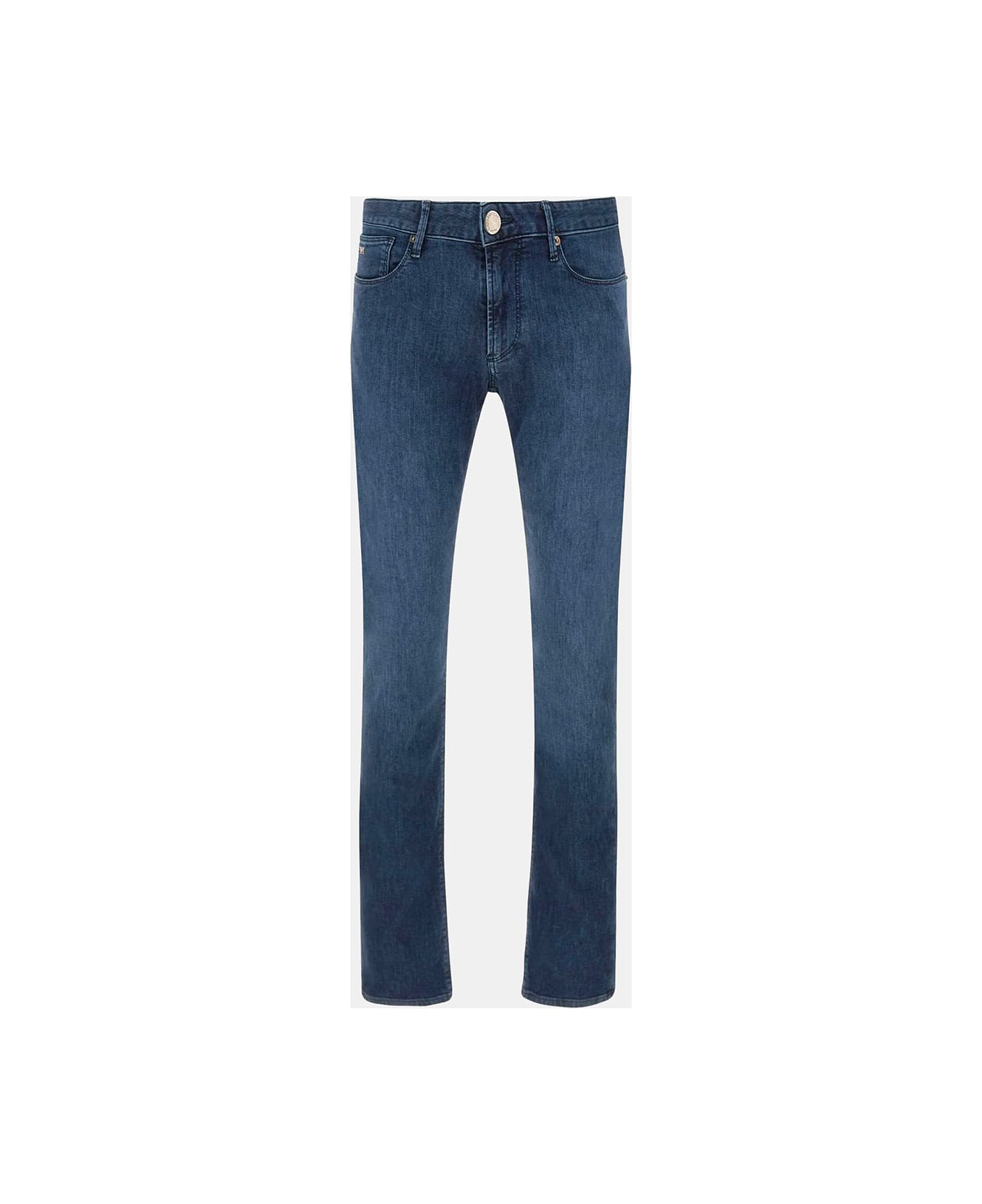 Emporio Armani Navy Blue Cotton Blend Jeans - DENIM BLU MD