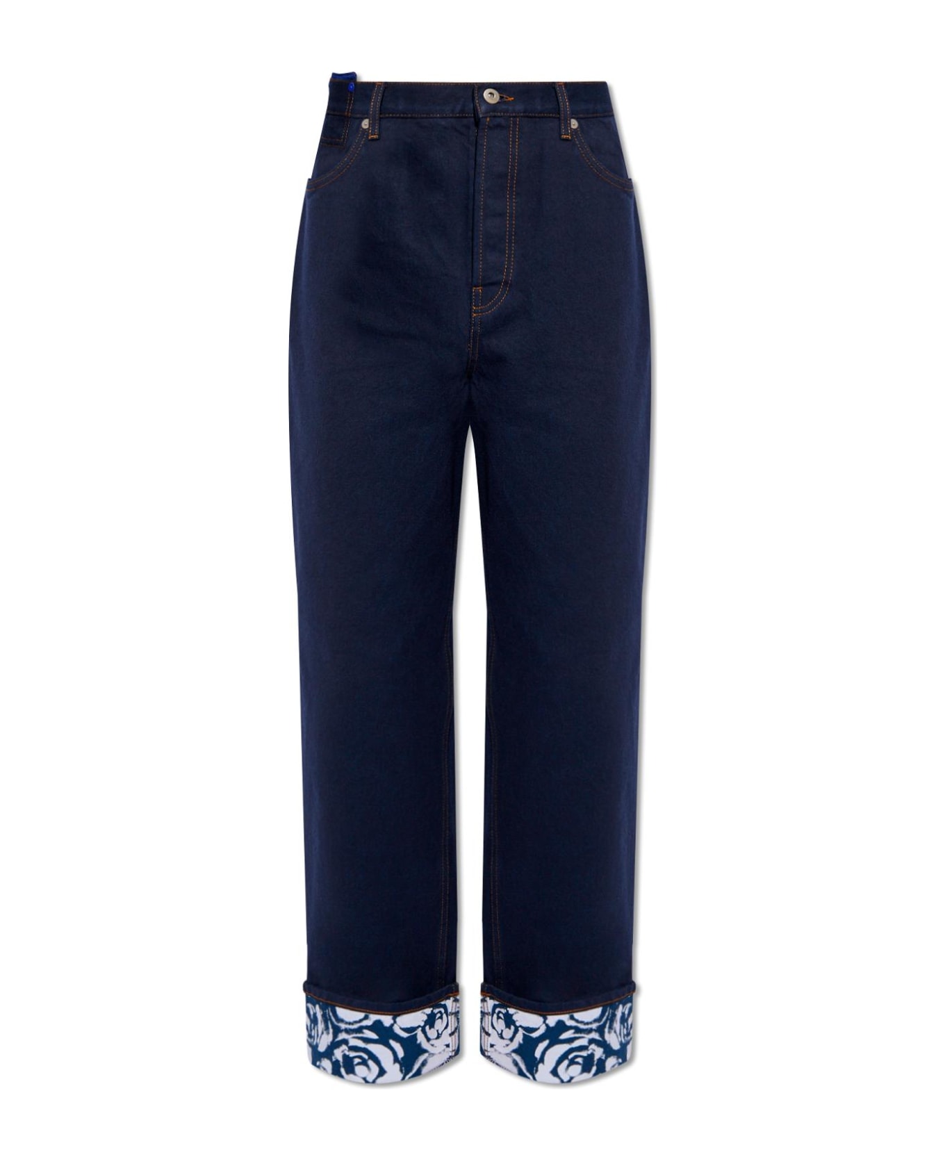 Burberry Jeans With Logo - Indigo Blue ボトムス