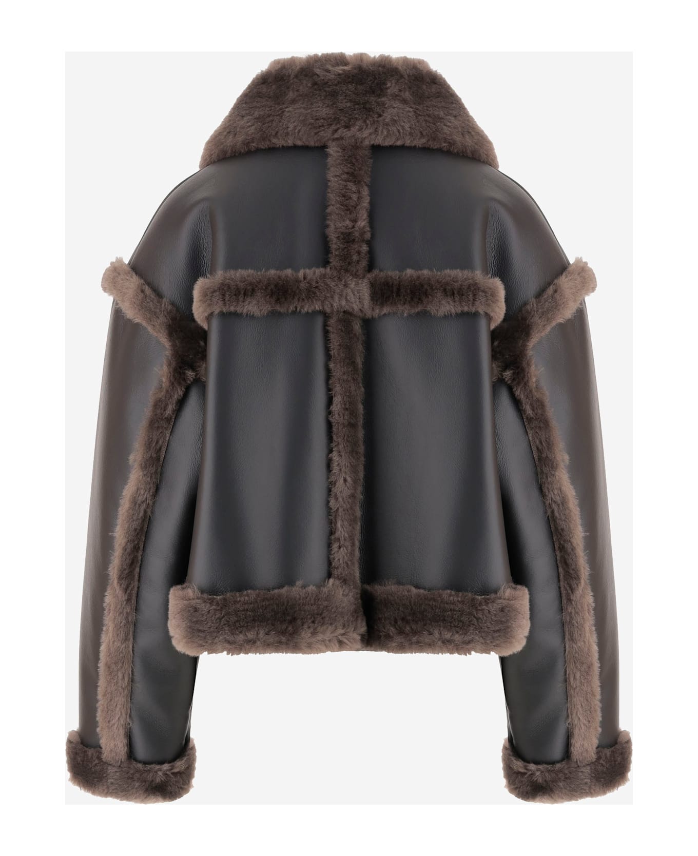 STAND STUDIO Kristy Synthetic Leather Jacket With Fur Details - Black
