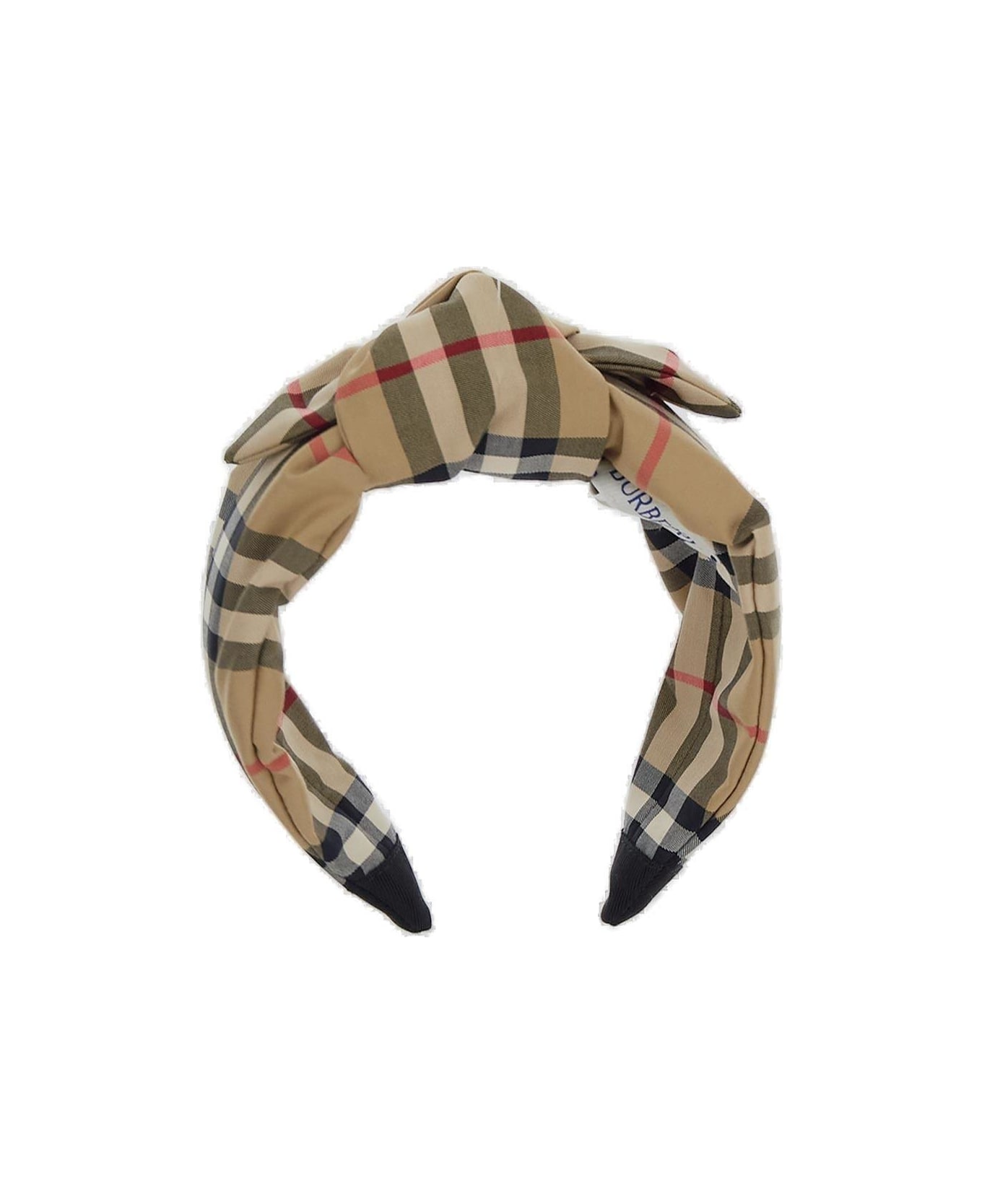 Burberry Checked Knot-detailed Headband - Archive beige アクセサリー＆ギフト