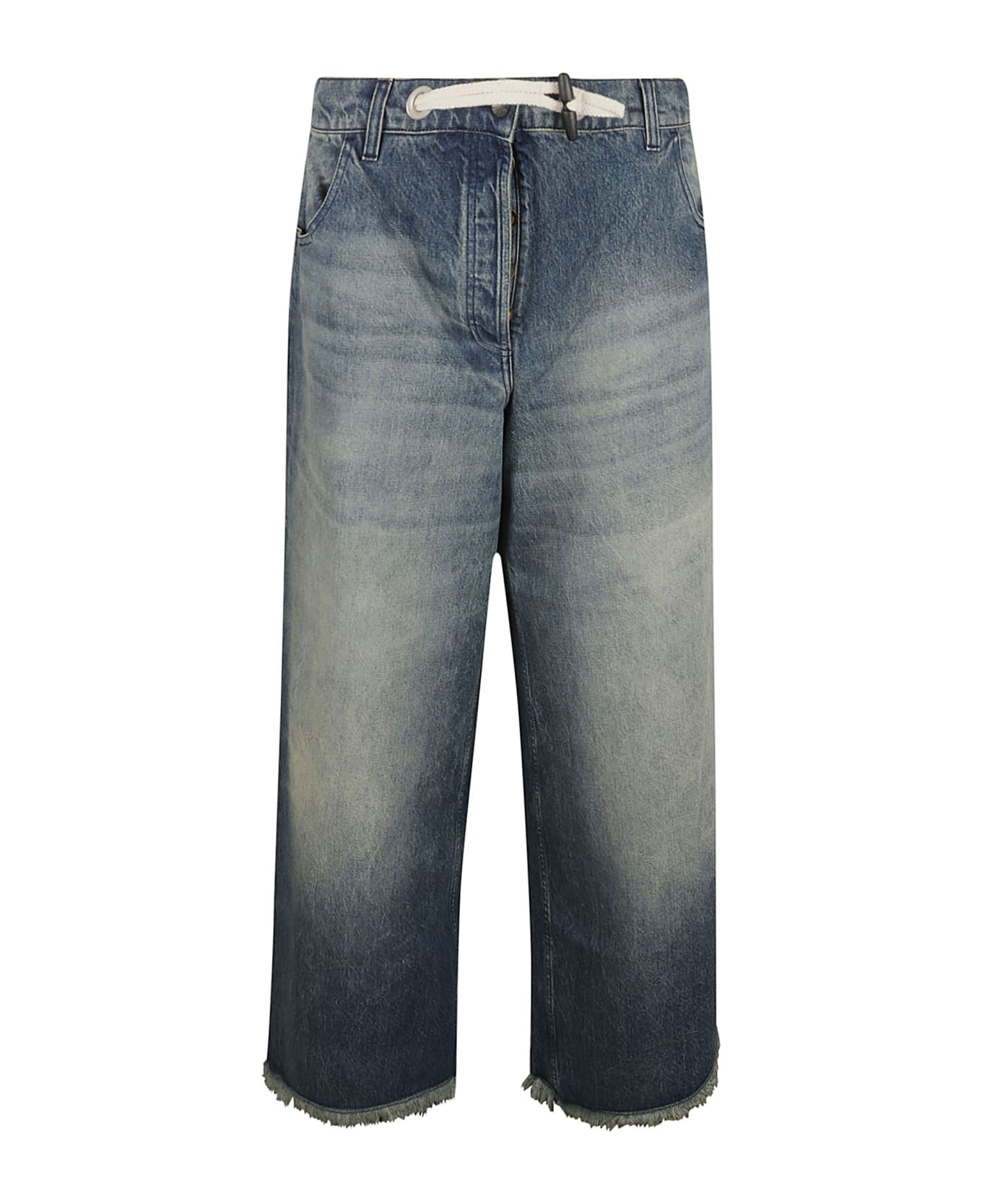 Moncler Genius Cropped Buttoned Jeans - Dark Blue