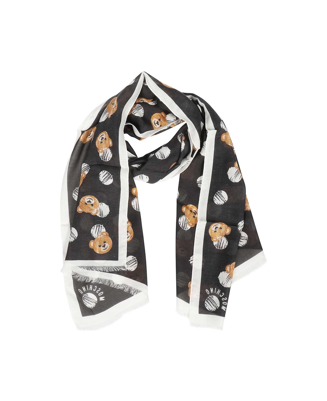 Moschino Modal And Cashmere Blend Scarf - black スカーフ＆ストール