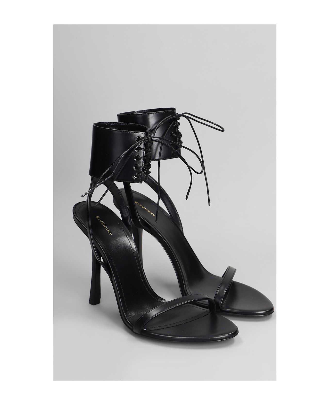 Givenchy 4g Liquid Lace Up Sandals In Black Leather - black