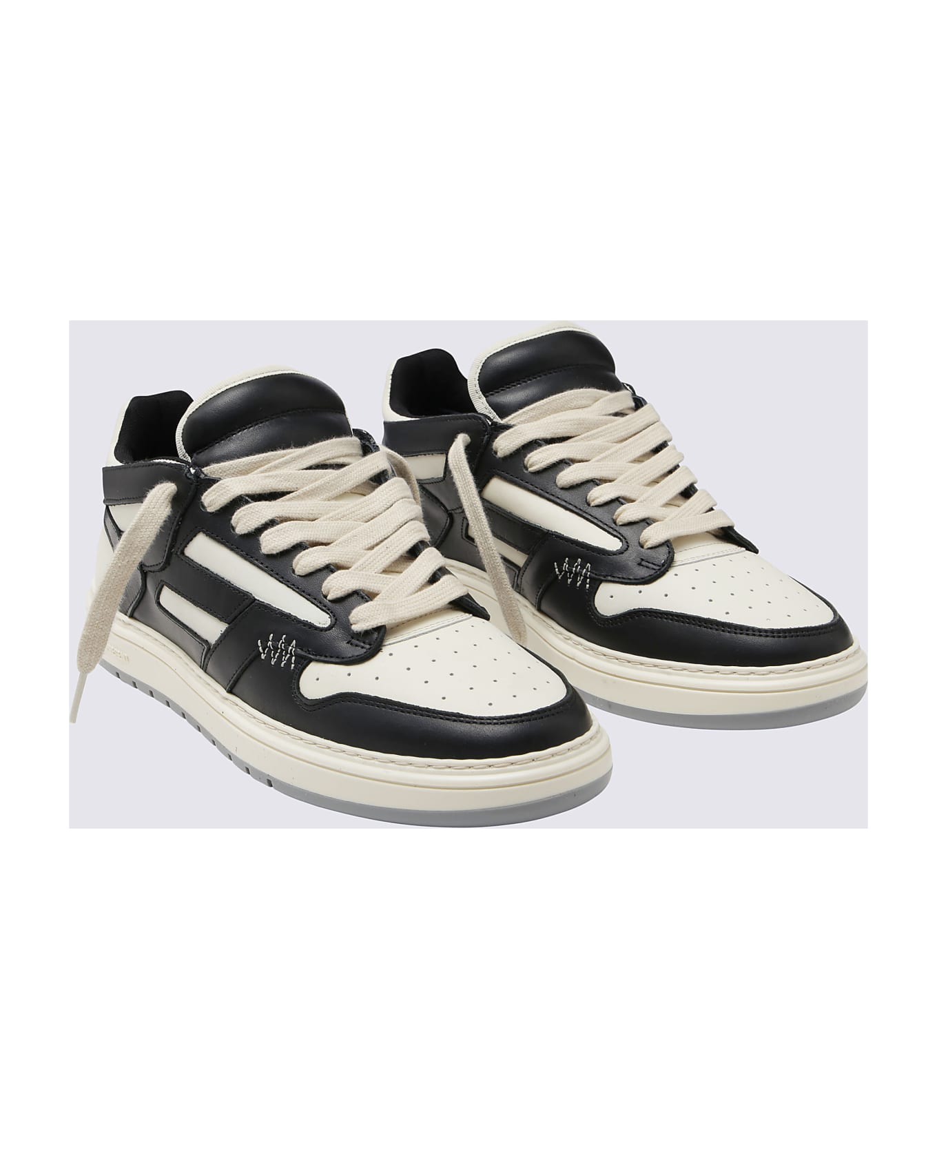 REPRESENT White And Black Leather Reptor Low Panelled Sneakers - White