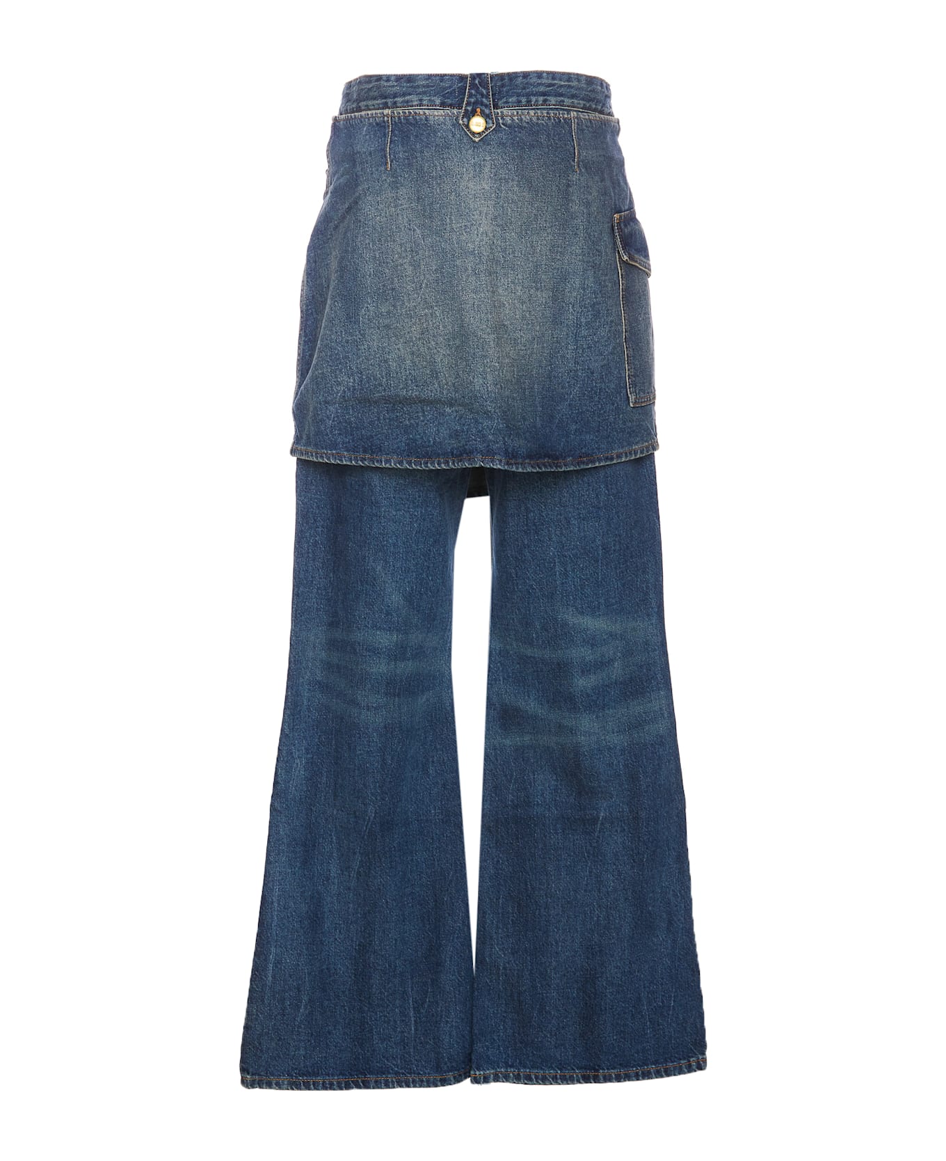 Ganni Washed Flared Skirt Jeans - Blue