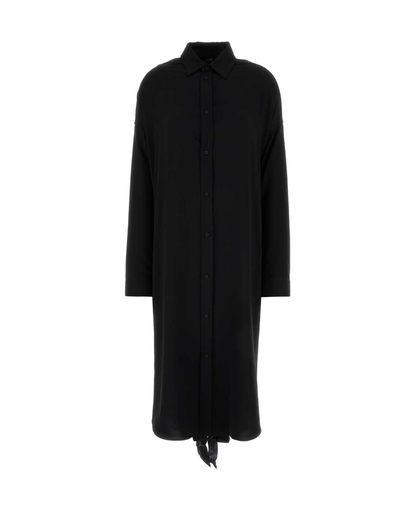 Balenciaga Black Crepe Shirt Dress - Black