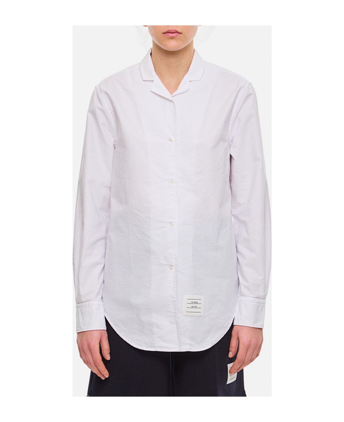 Thom Browne Lapel Collar Cotton Shirt - White