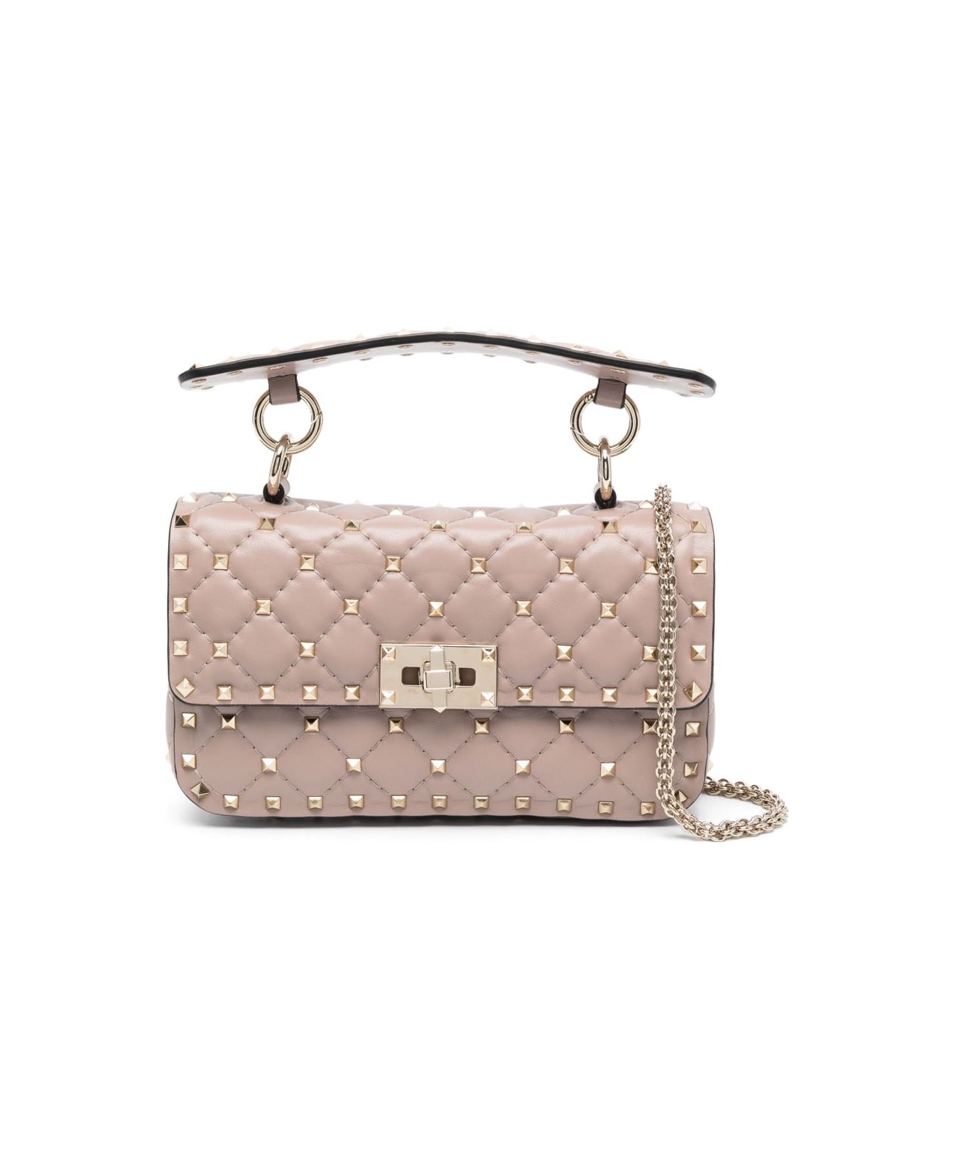 Valentino Garavani Spike Small Leather Shoulder Bag - Powder