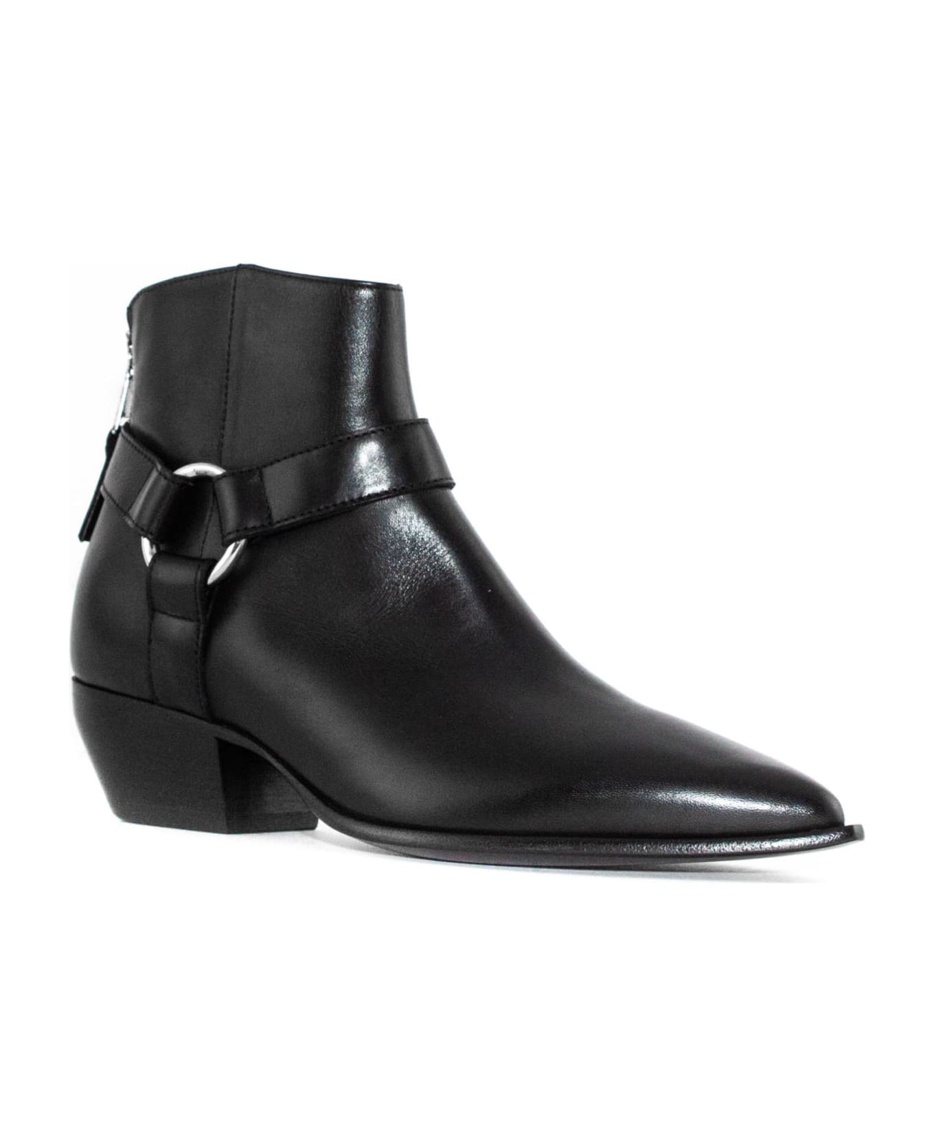 Elena Iachi Black Leather Ankle Boot - Nero