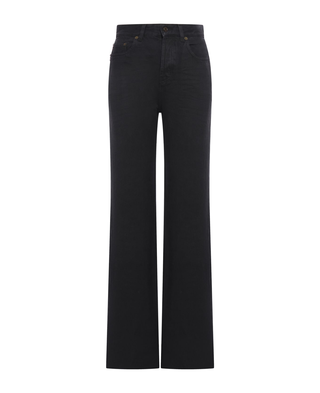 Saint Laurent Long Straight Jeans - Plain Carbon Black ボトムス