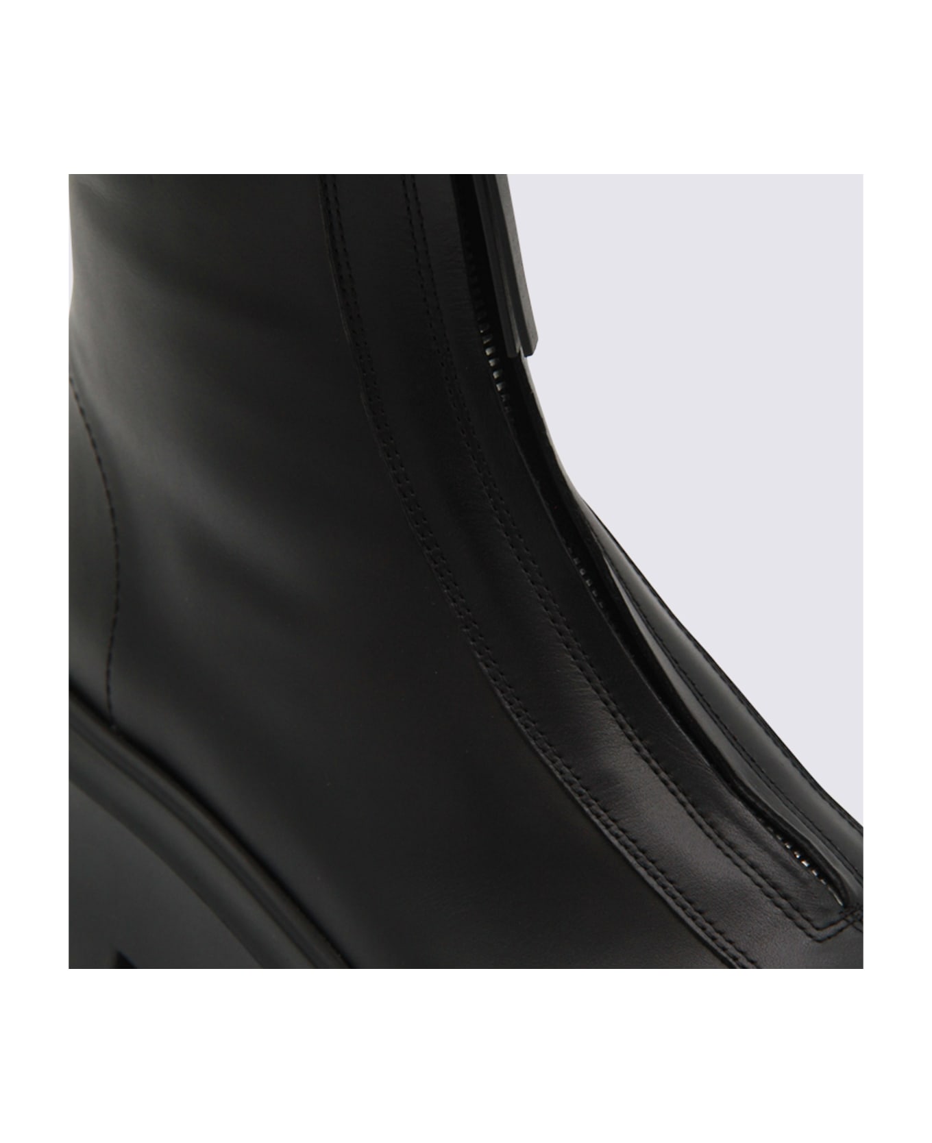 The Row Black Leather Boots - Black