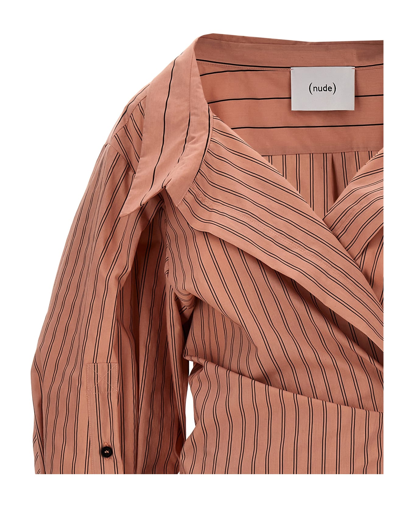 (nude) Striped Shirt Dress - Pink
