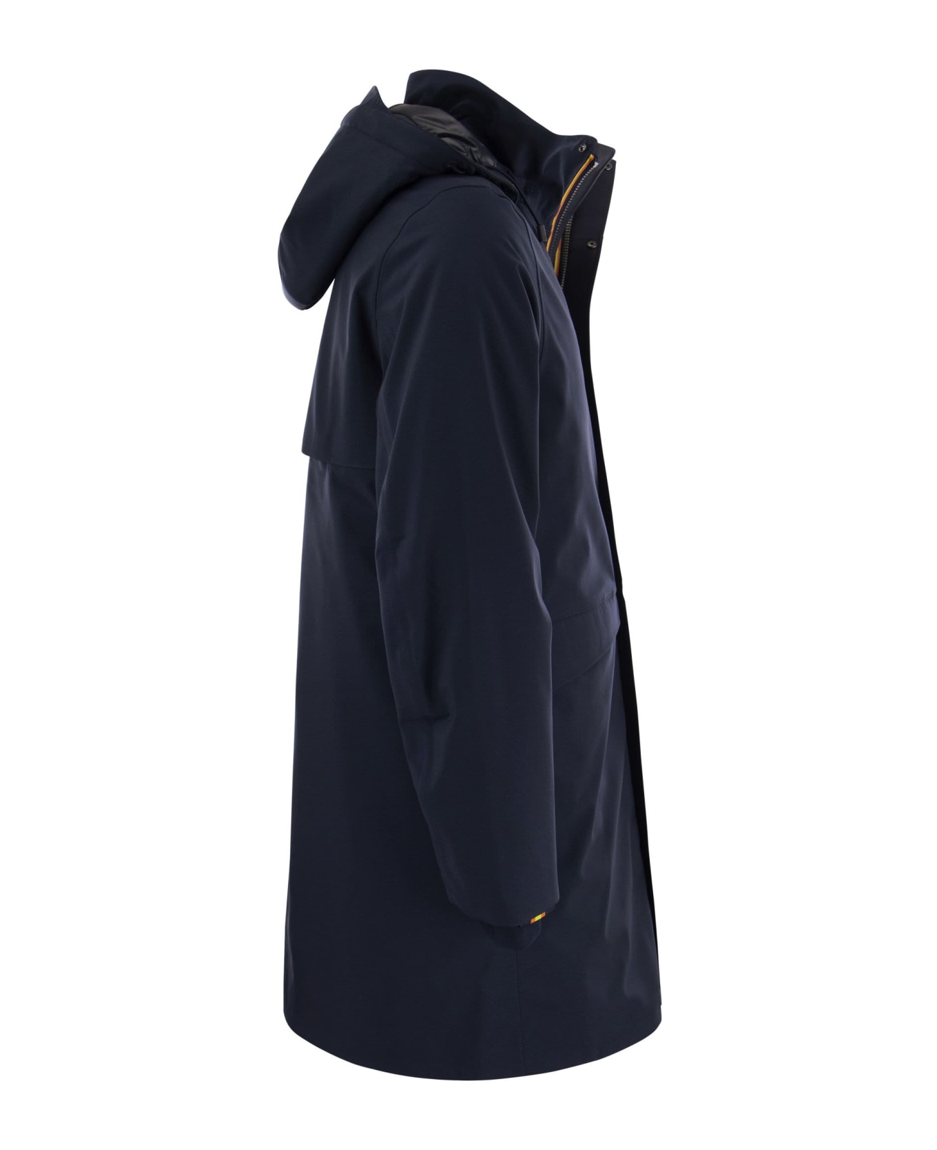 K-Way Thomal Bonded Padded - Long Padded Jacket With Hood - Blue