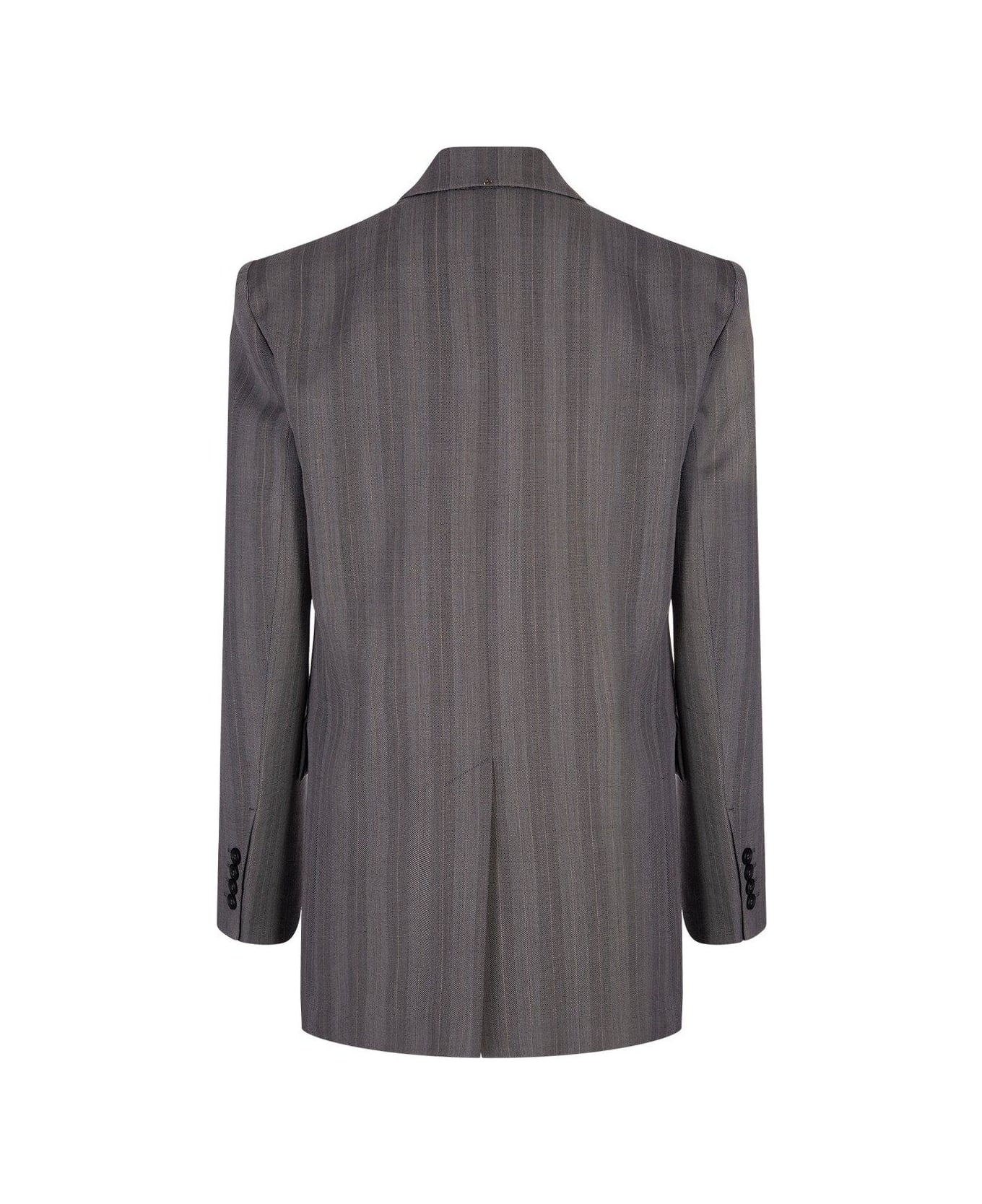 SportMax Striped Double-breasted Long-sleeved Jacket - Grey