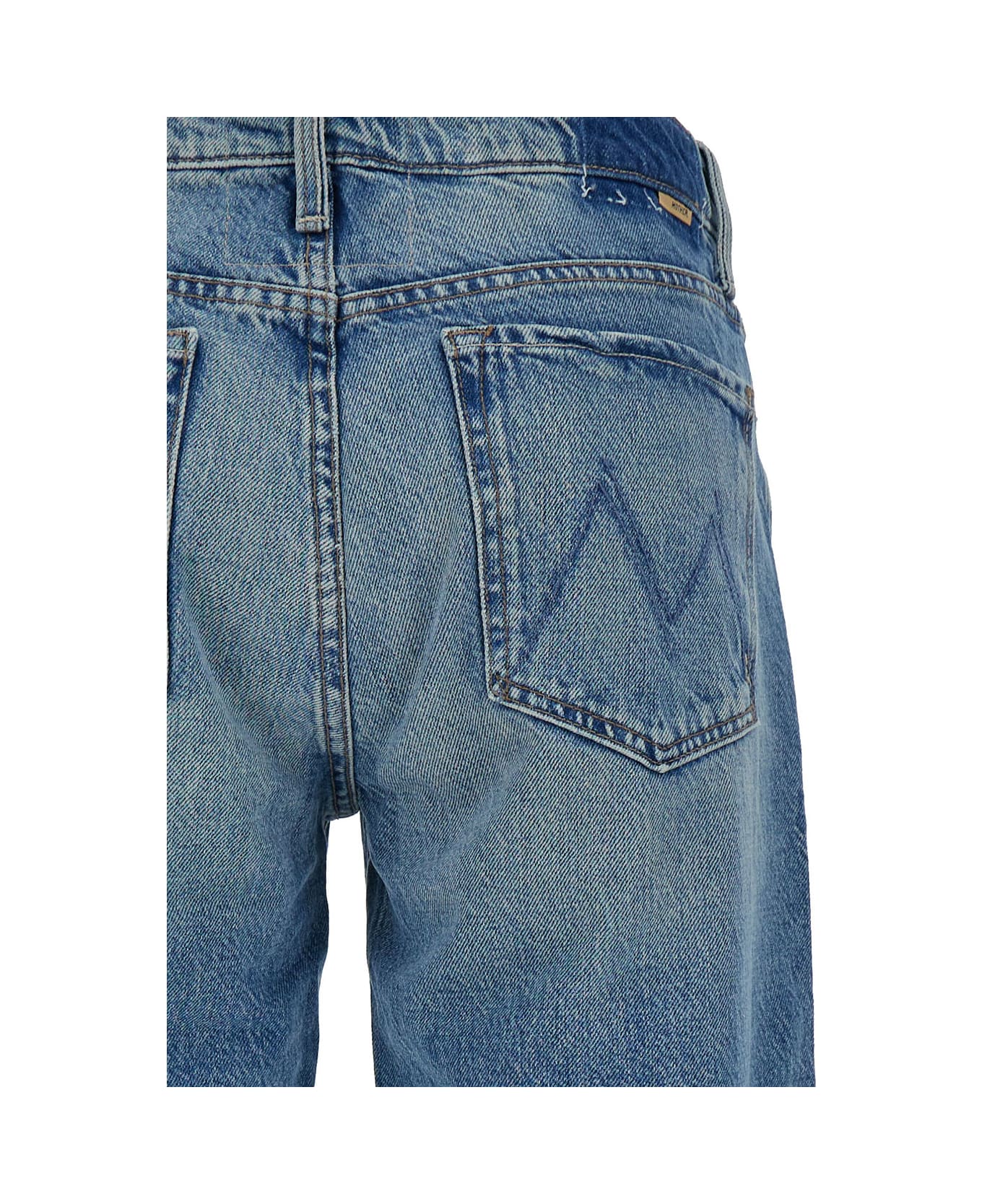 Mother 'the Doudger' Light Blue Straight Jeans With Logo Label In Cotton Denim Woman - Blu
