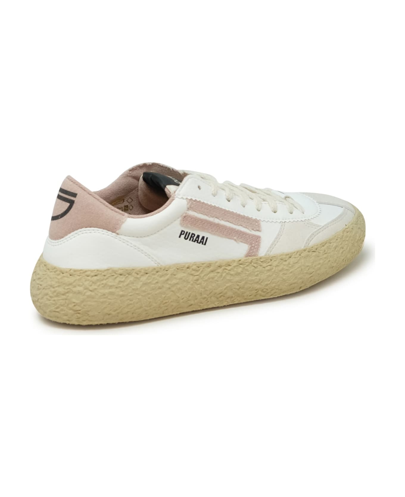 Puraai 1.01 Classic White And Pink Vegan Leather Sneakers - WHITE ウェッジシューズ