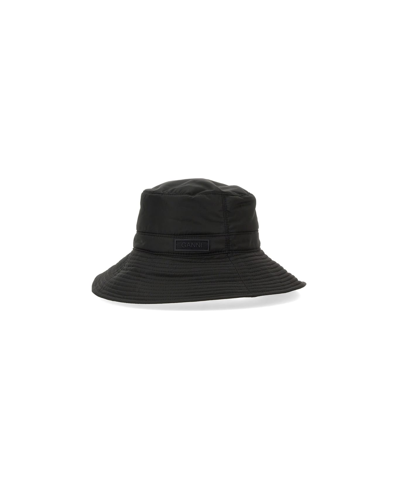 Ganni Bucket Hat With Logo - BLACK 帽子
