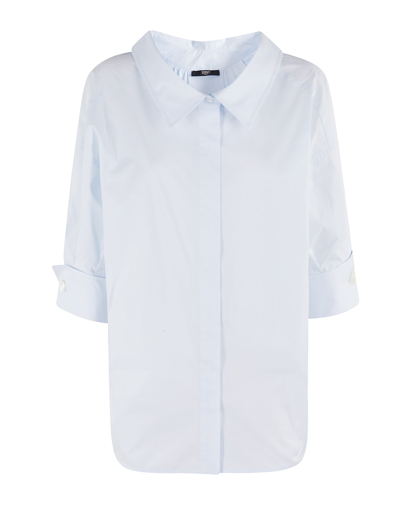 Seventy Camicia Popeline Fine Cotone Stretch - Celeste