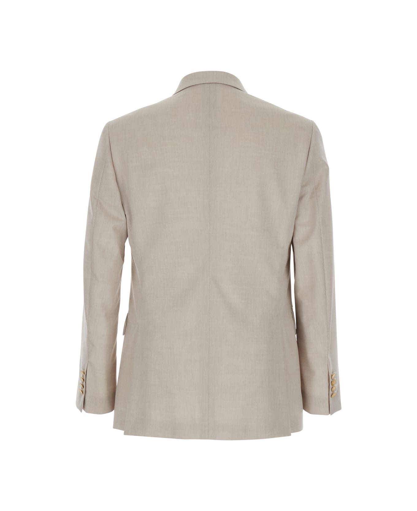 Reveres 1949 Beige Double Breasted Jacket With Peak Lapels In Virgin Wool And Cotton Blend Woman - Beige