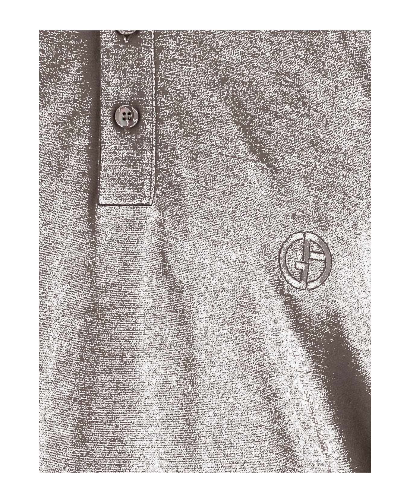Giorgio Armani Silk And Linen Blend Polo Shirt With Logo - Grey