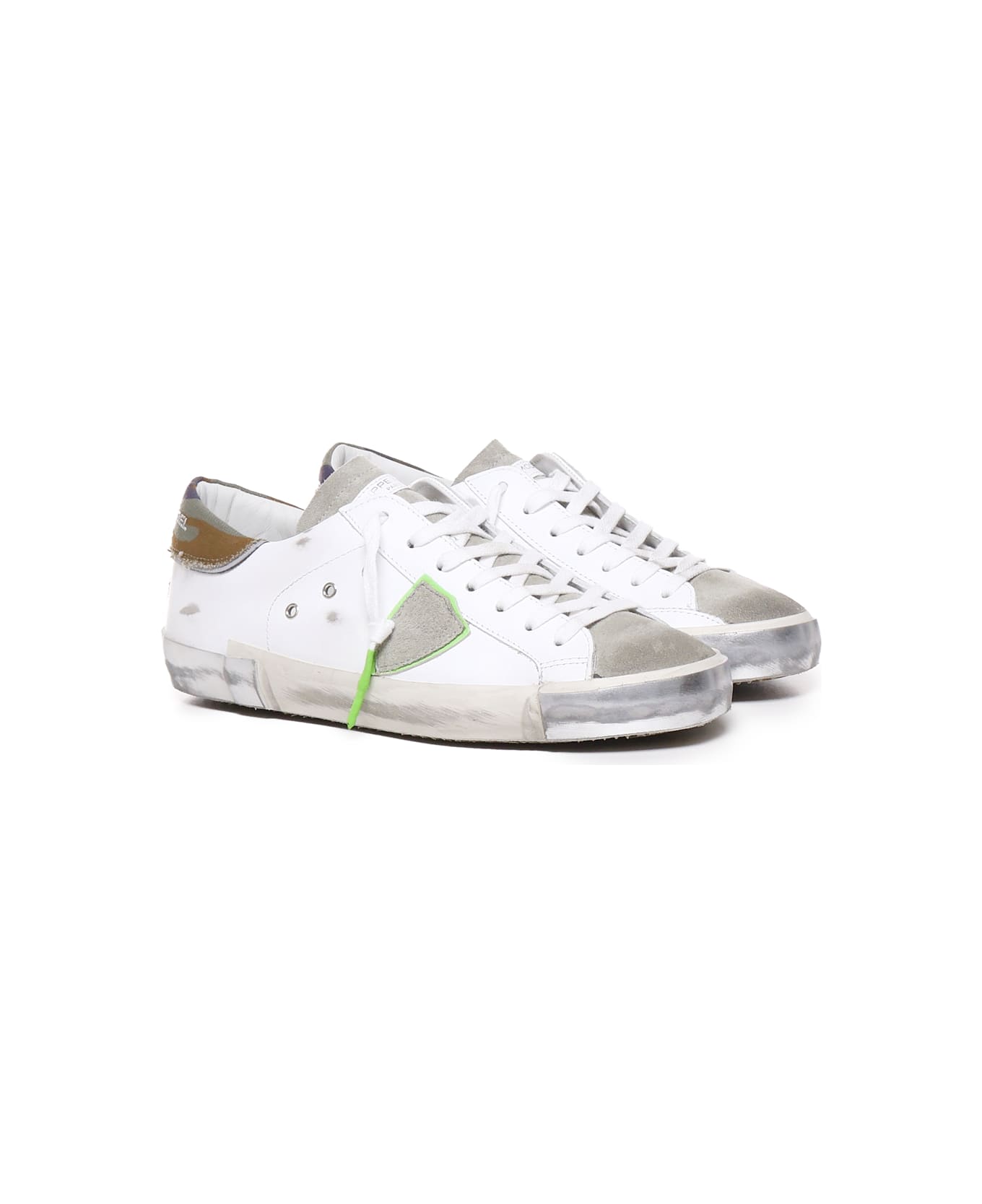 Philippe Model Paris Logo-patch Sneakers - WHITE/GREEN