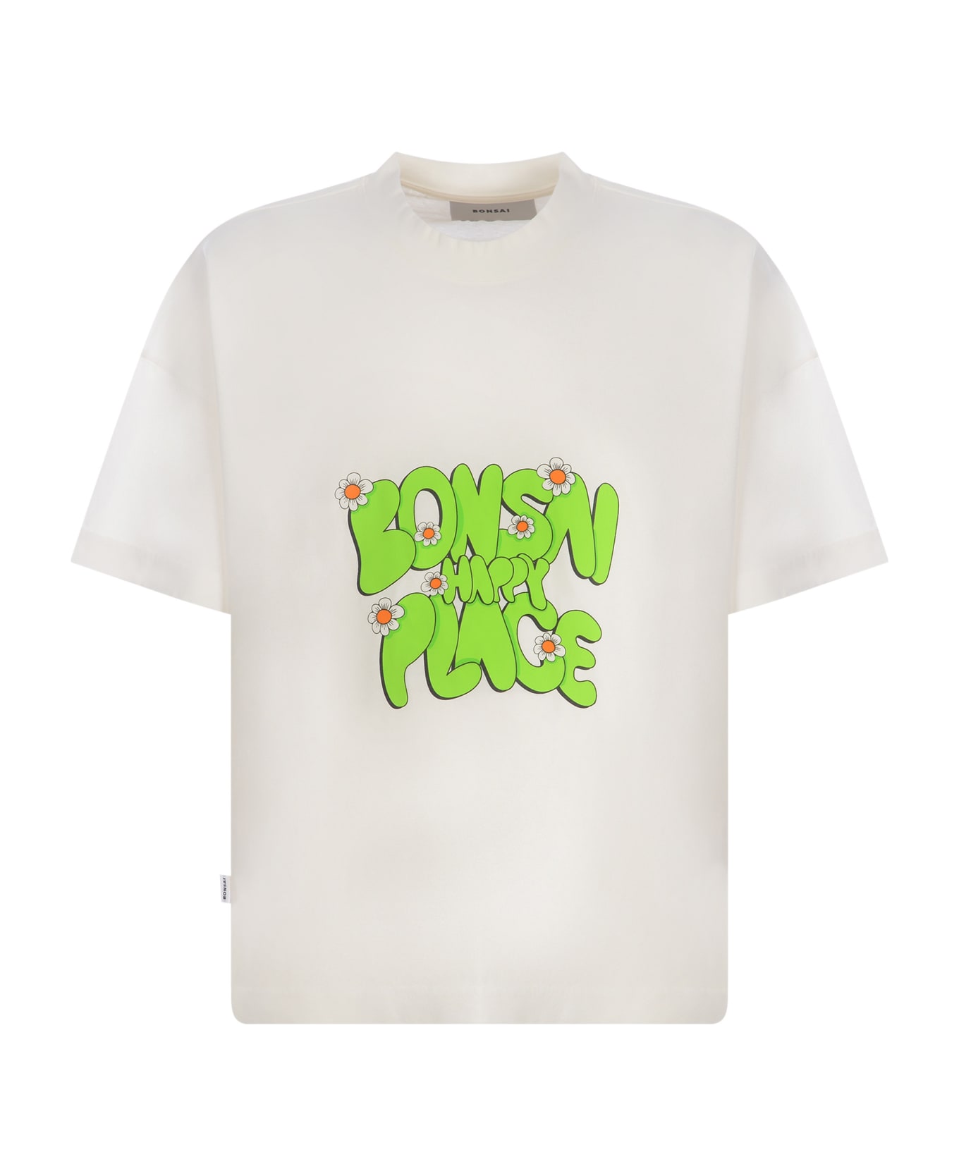 Bonsai T-shirt Bonsai "happy Place" In Cotton - Bianco