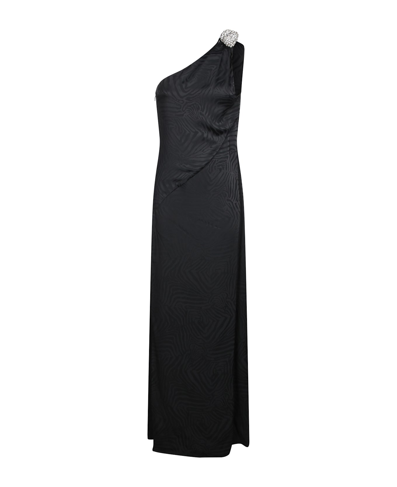 Amen Black Zebra Jacquard Long Dress - Black