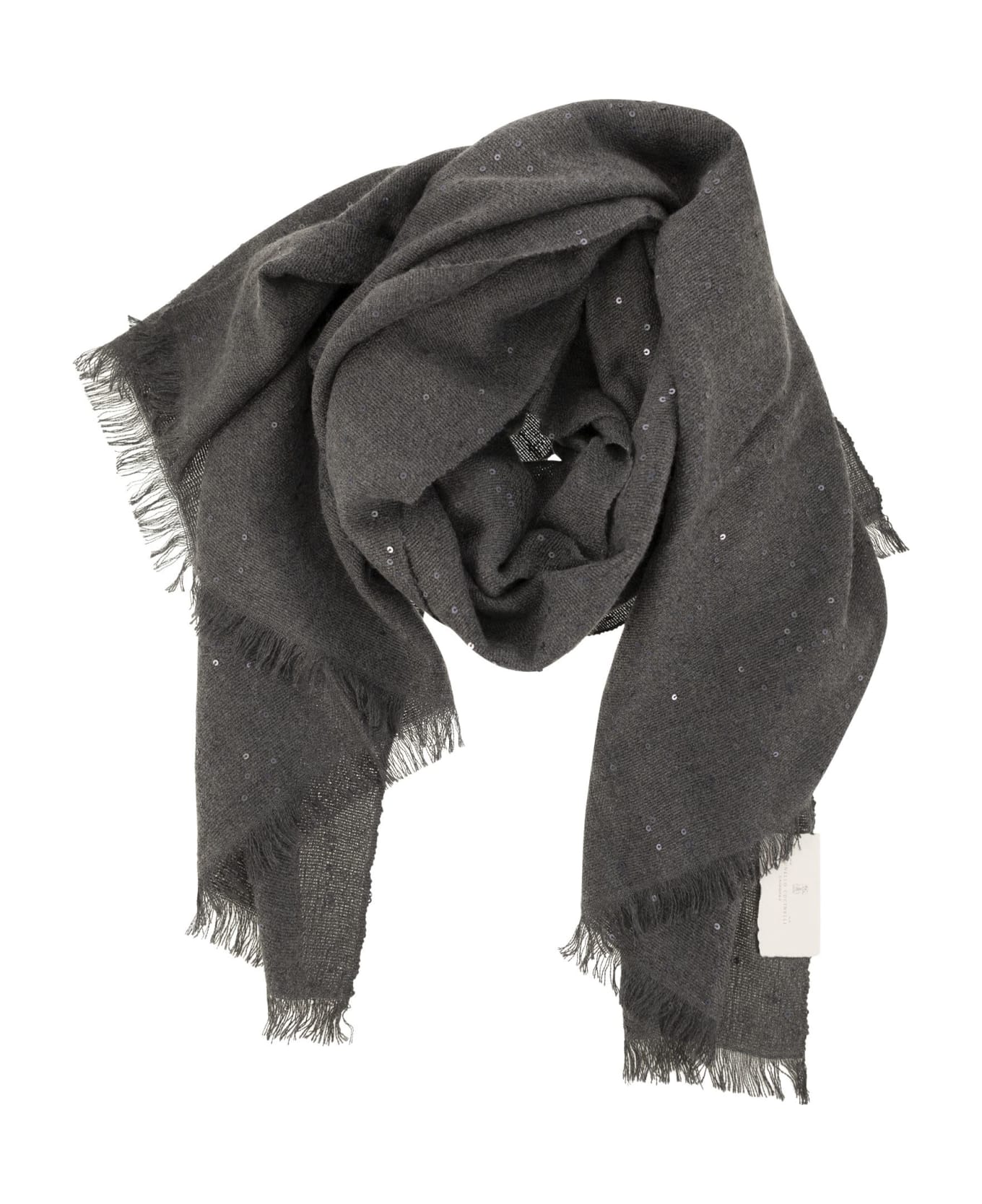 Brunello Cucinelli Diamond Cashmere And Silk Scarf - Lead