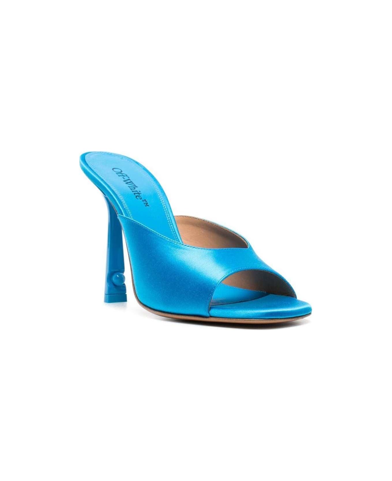 Off-White Pop Lollipop Pointed-toe Mules In Light-.blue Leather Woman - Light blue