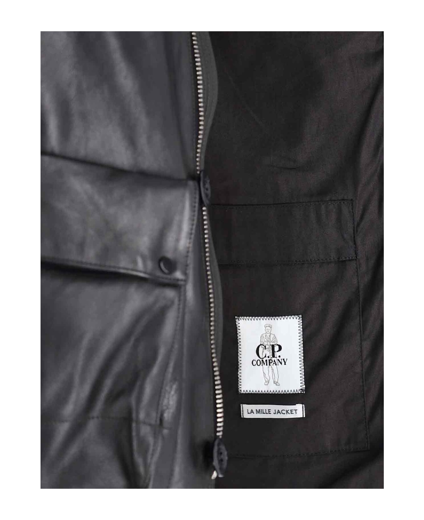 C.P. Company 
mille
 Leather Jacket - Black  