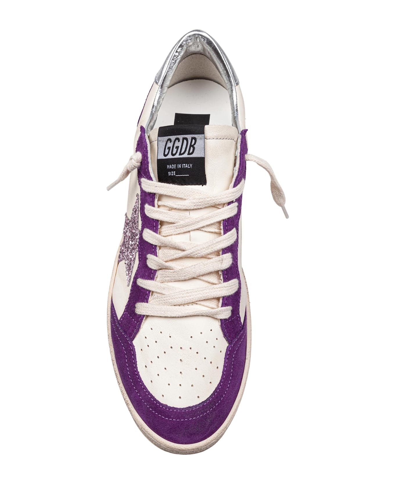 Golden Goose Ballstar Sneakers In Leather And Suede Color White And Purple - White/purple