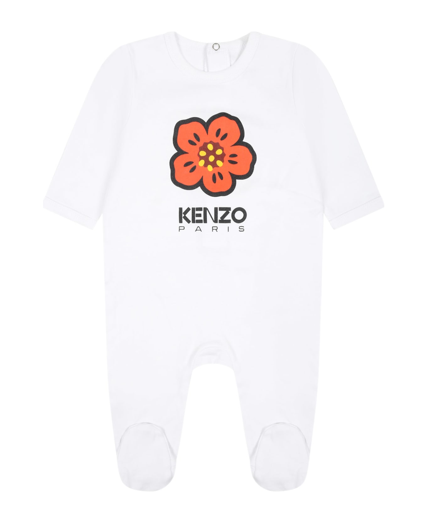 Kenzo Kids Multicolor Babygrows Set For Baby Boy With Logo - Bianco